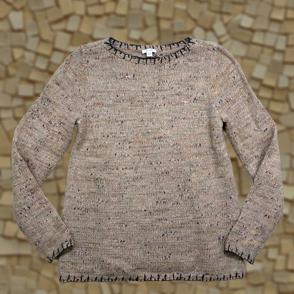J. Jill J Jill Multicolor Cotton Blend Chunky Knit Sweater Womens S Whipstitch Crew Neck Pullover Size S / US 4 / IT 40 - 1 Thumbnail