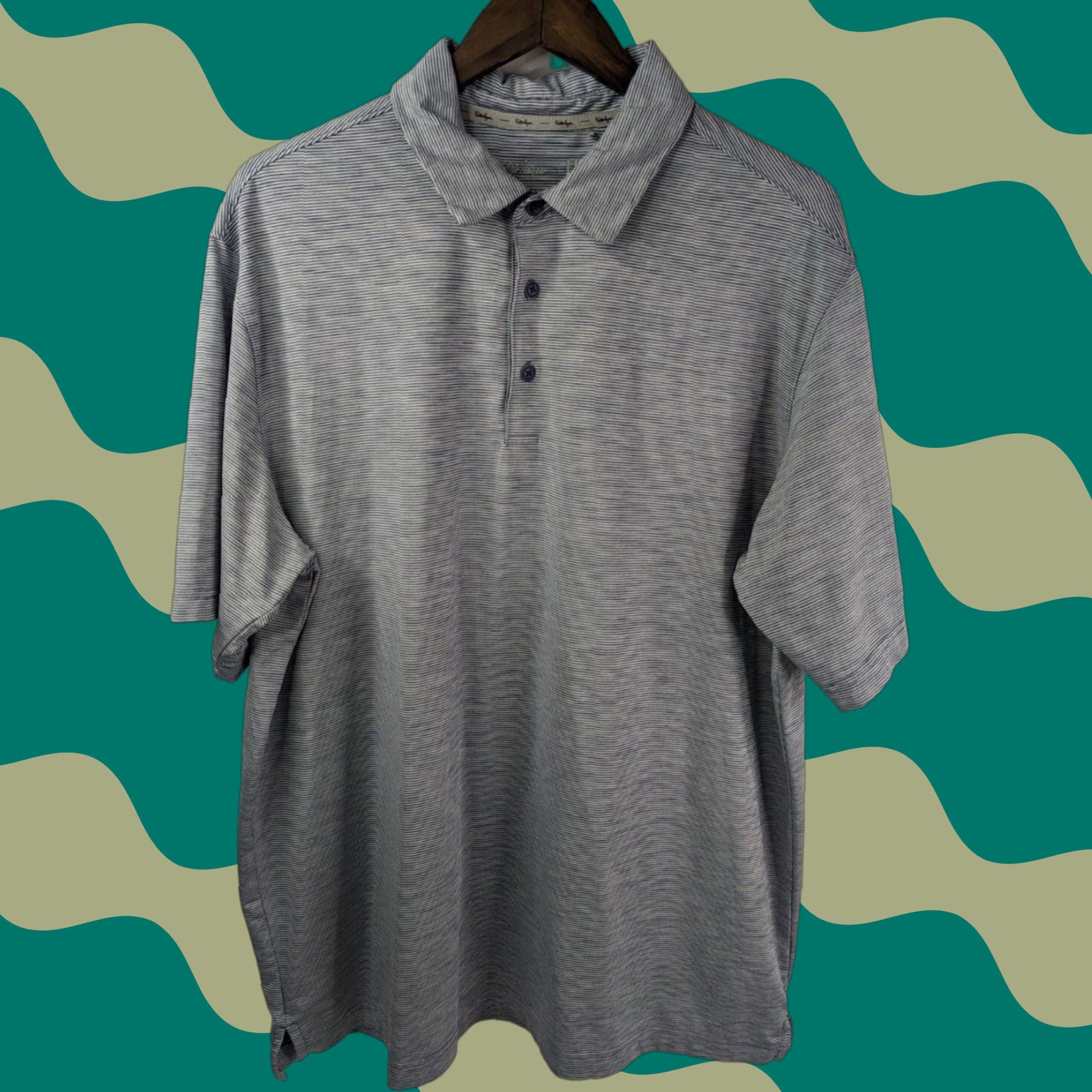 Vintage Walter Hagen Shirt XL Stripe Short Sleeve Polo Golf Men Blue Button-Up Comfort Stretch Size US XL / EU 56 / 4 - 1 Thumbnail