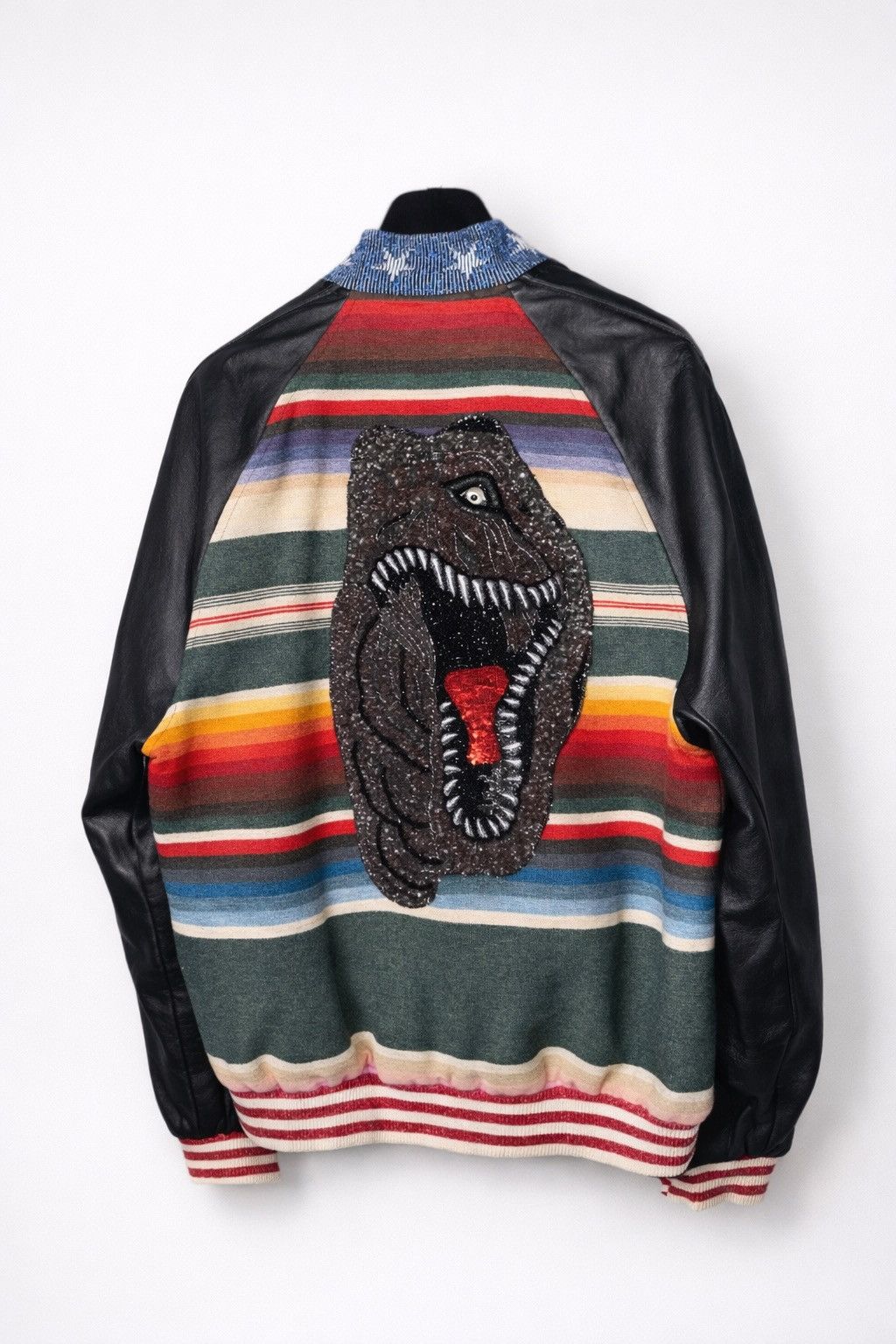 Saint Laurent Paris SS16 Leather Sleeves T-Rex Mexican Bomber Jacket Size US M / EU 48-50 / 2 - 1 Thumbnail