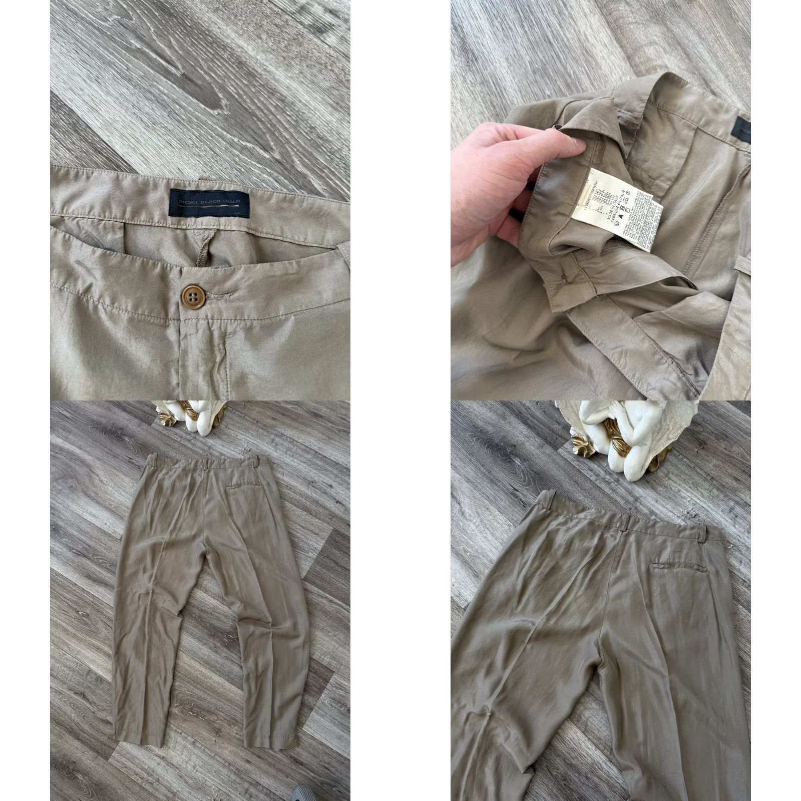 Diesel Diesel Silk Black Gold Pants Straight Leg Beige Women 44 Silk Pants Dress Pants Regular Pockets Luxury Beije/Beige Knit? Size 30" / US 8 / IT 44 - 8 Thumbnail