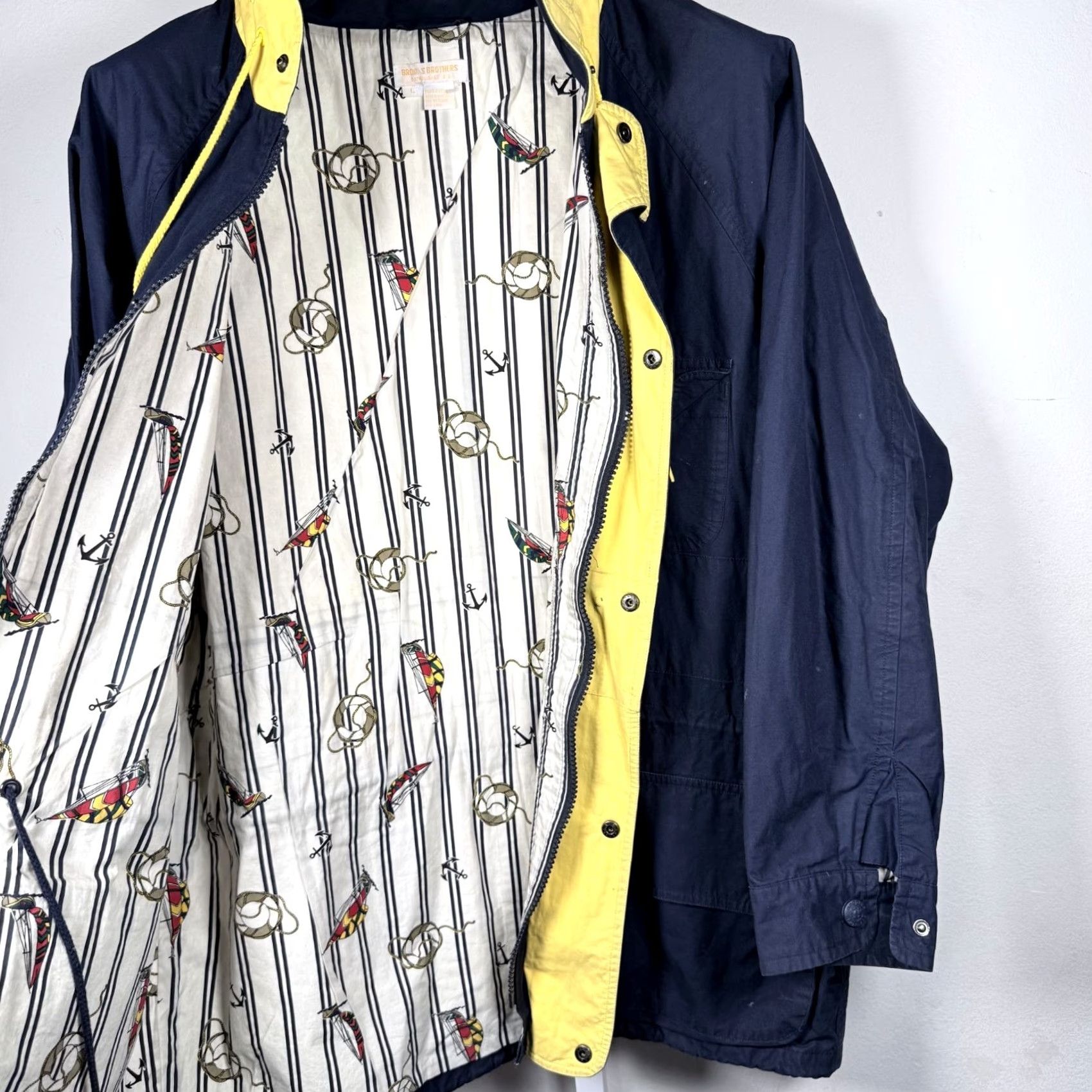 Brooks Brothers Brooks Brothers Jacket Navy Blue Pockets Snap Full Zip Men Large Parka Nautical Patterning? Size US L / EU 52-54 / 3 - 5 Thumbnail
