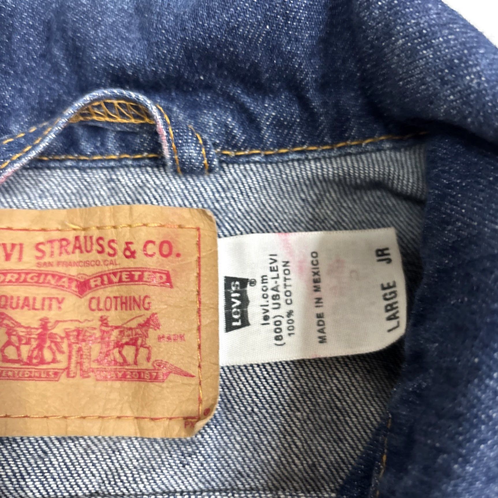 Levi's Levi's Denim Dark Wash Jean Jacket Large Juniors Made In Mexico Womens Jacket Blue Cotton Denim Regular Size Large Size 36" / US 14 / IT 50 - 4 Thumbnail