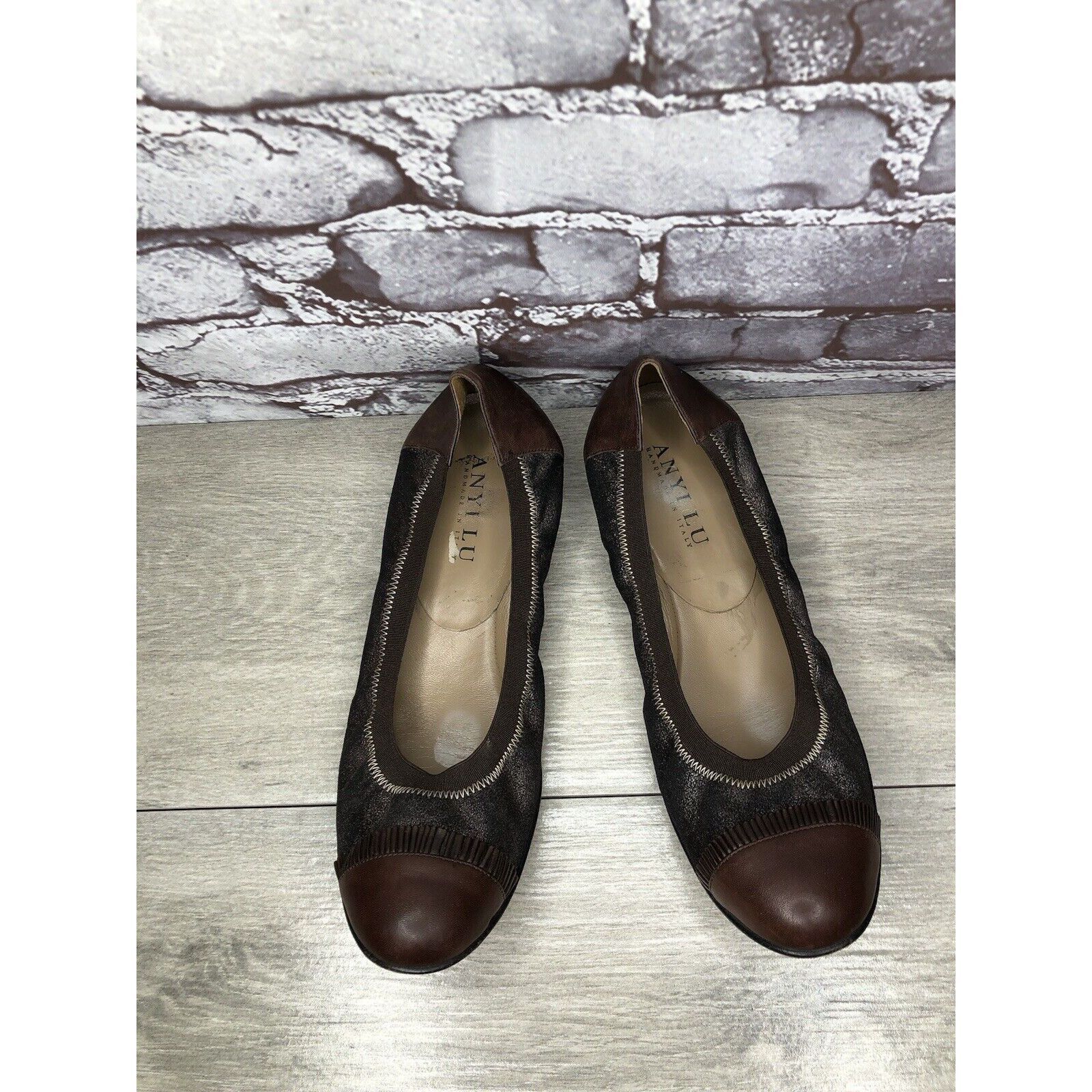 Other Anyi Lu Cate Brown Metallic Flecked Suede Leather Cap Toe Ba Size US 10 / IT 40 - 6 Thumbnail