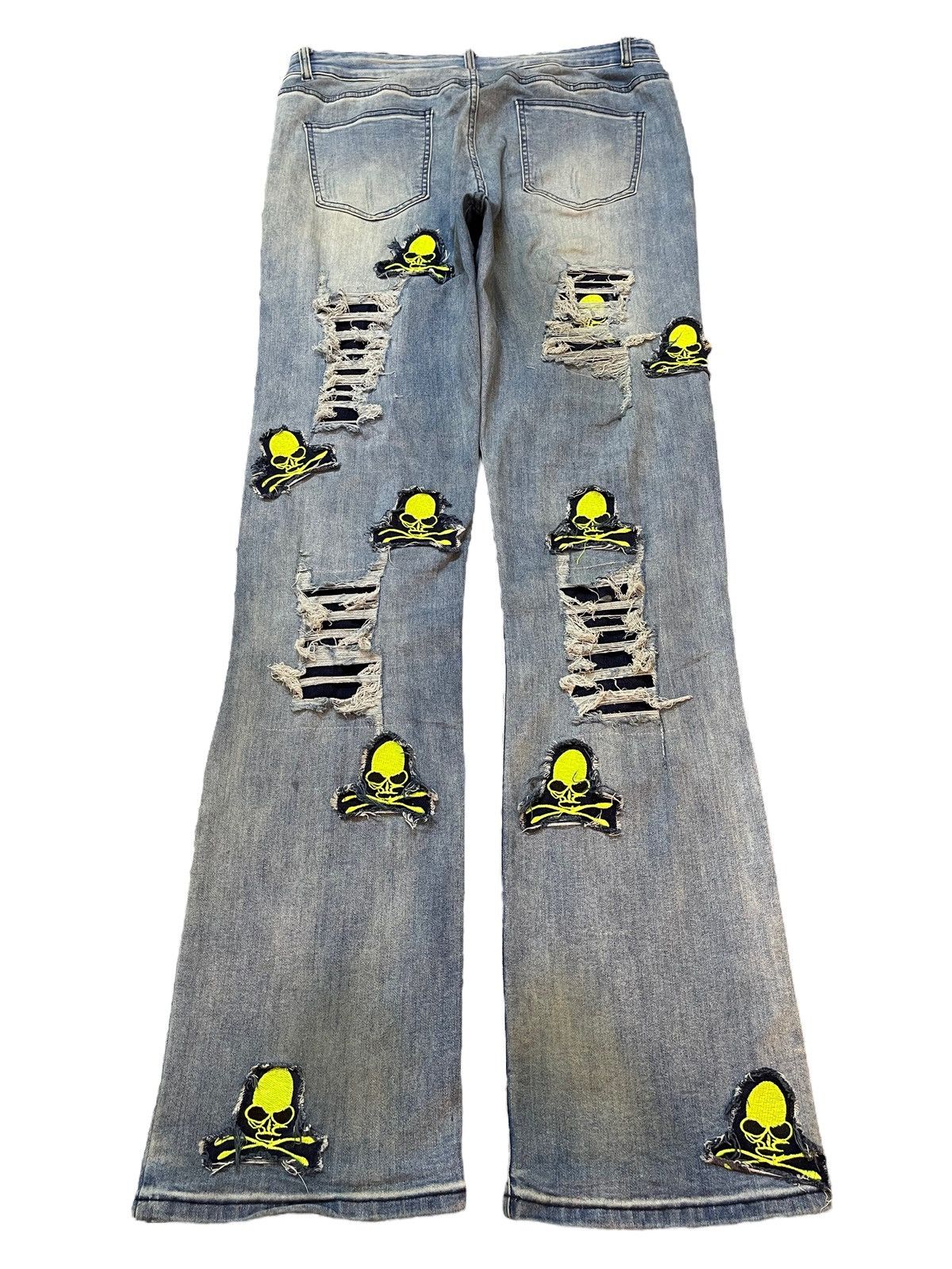 KMRii Japanese Brand Seditionaries Skull Patches Distress Jeans Size US 34 / EU 50 - 2 Thumbnail