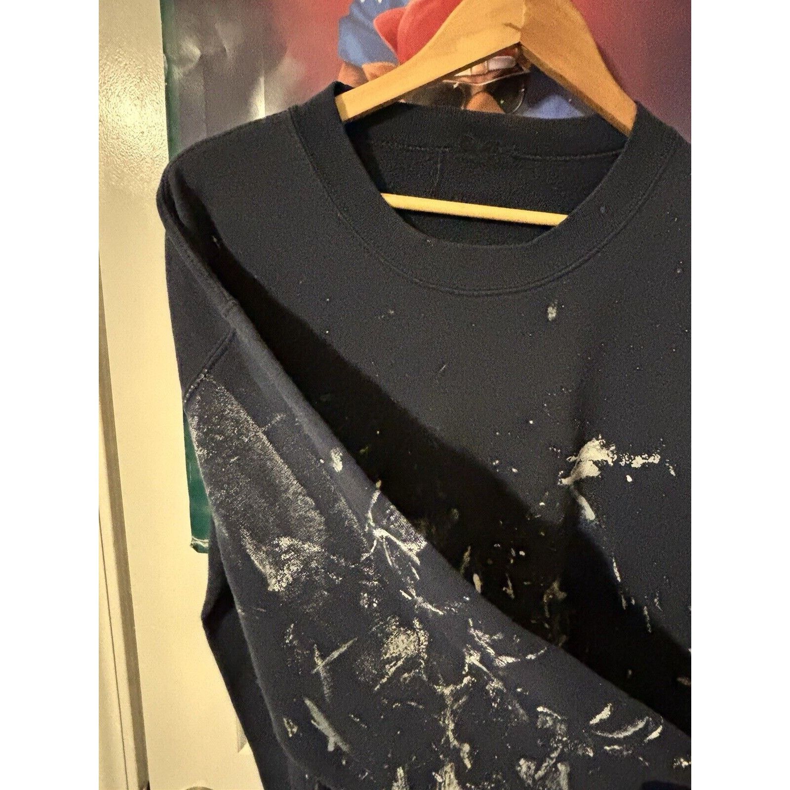 Other Vintage thrashed blue paint custom Crewneck navy blue Size US L / EU 52-54 / 3 - 3 Thumbnail