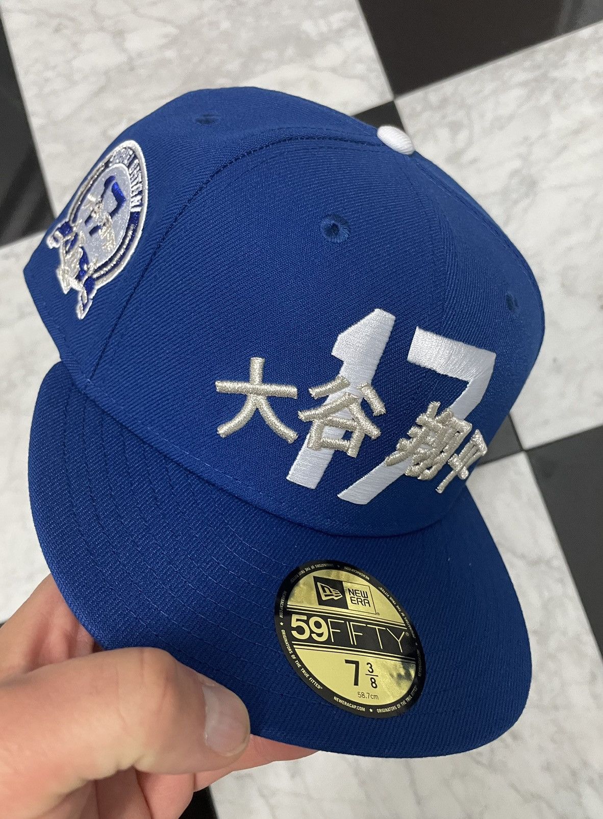 ay el ay en ドジャース 大谷翔平 7 3/8 MLB NEWERA Ay El Ay En Los Angeles Dodgers LA Black New Era Fitted Hat