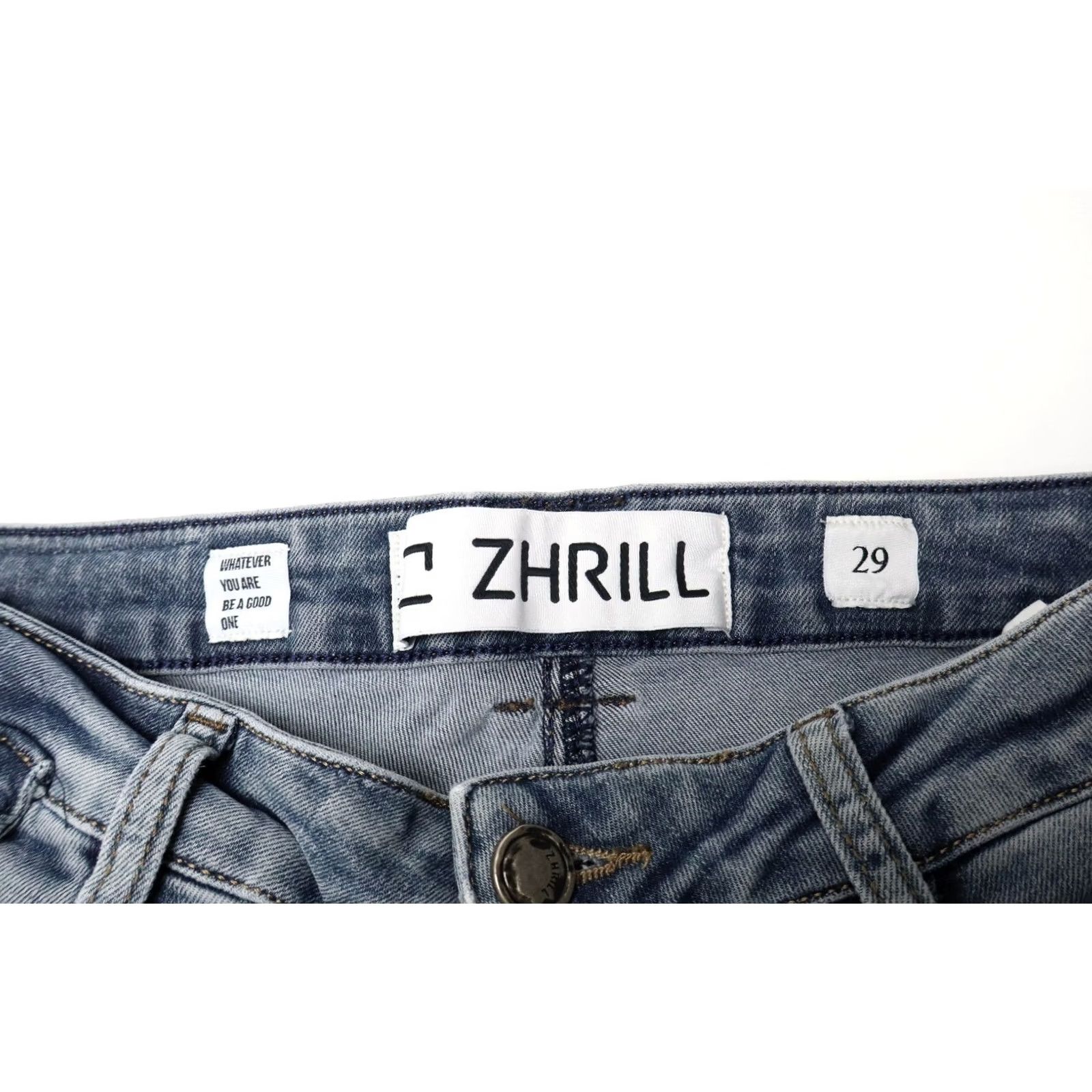 Denime ZHRILL Jeans Women's W29 Blue Denim Faded Whiskers Zip Fly Stretched Slim Fit Size 29" - 6 Thumbnail