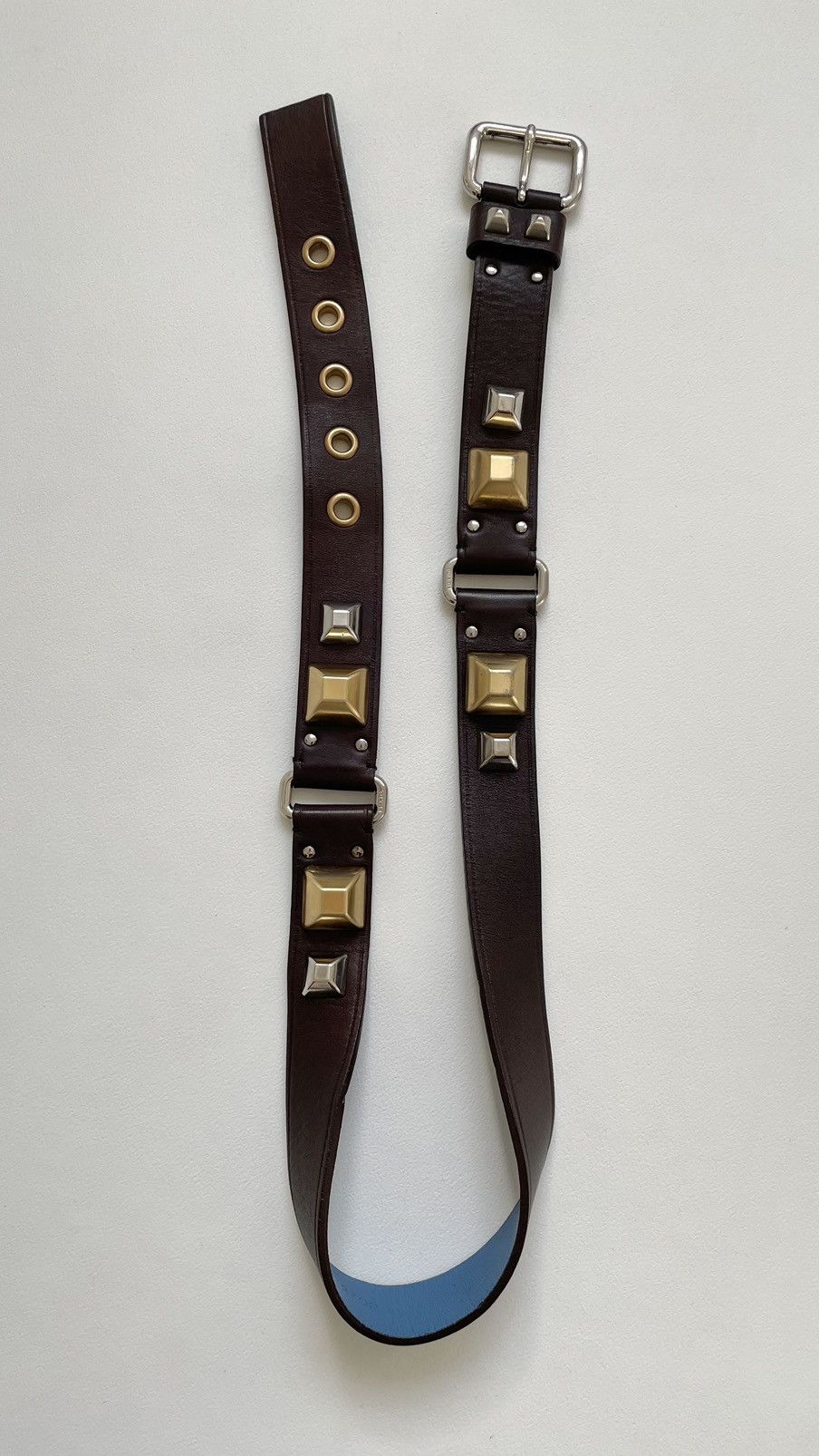 Prada Pyramid Stud Leather Bondage Belt Size 32 - 12 Thumbnail