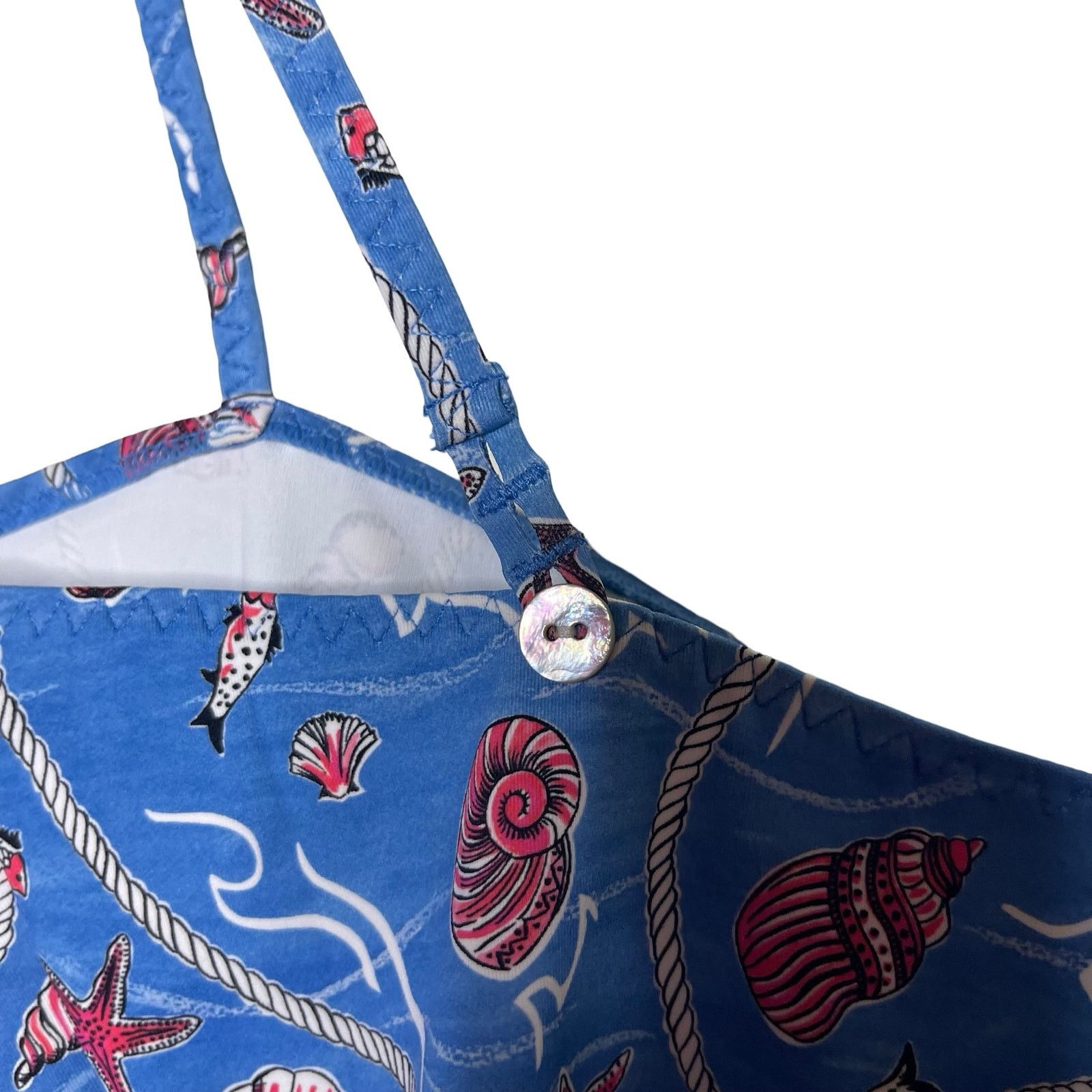DOEN Doen Marbella maillotone swimsuit blue shell liberty L Size ONE SIZE - 6 Thumbnail
