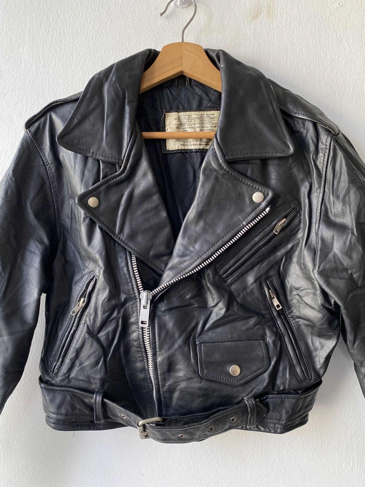 Genuine Leather Vintage 90s Double Collar Genuine Leather Biker Jacket Size US M / EU 48-50 / 2 - 8 Thumbnail