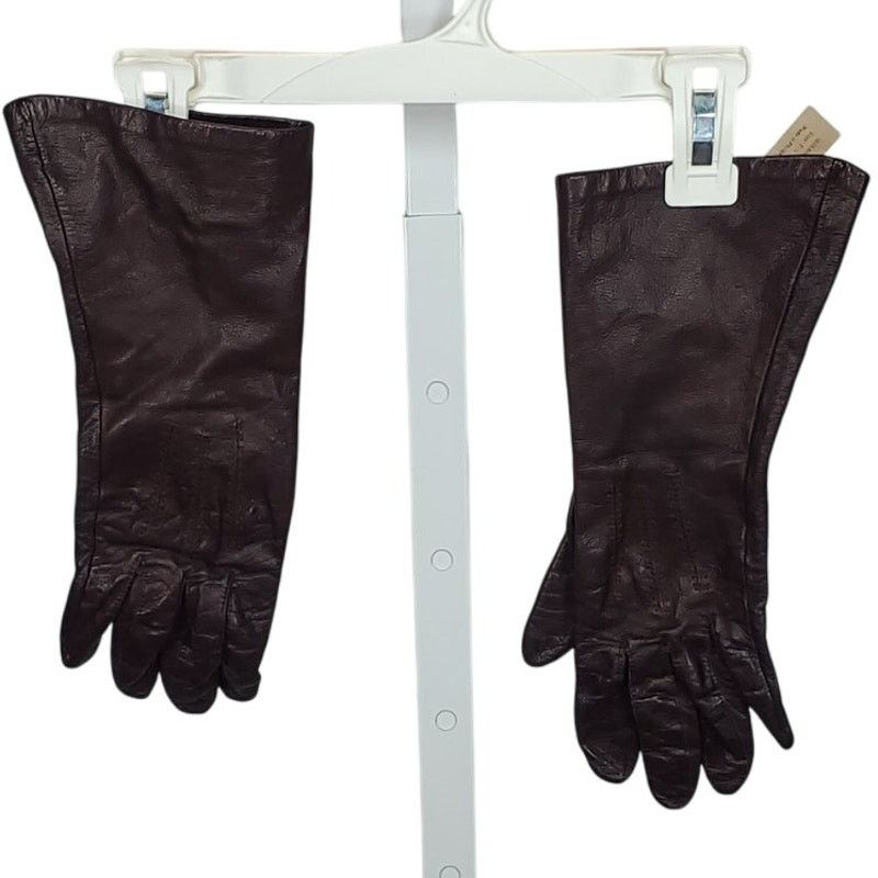Anne Klein Anne Klein Brown Genuine Leather Gloves Fully Lined Size 7.5 Size ONE SIZE - 2 Thumbnail