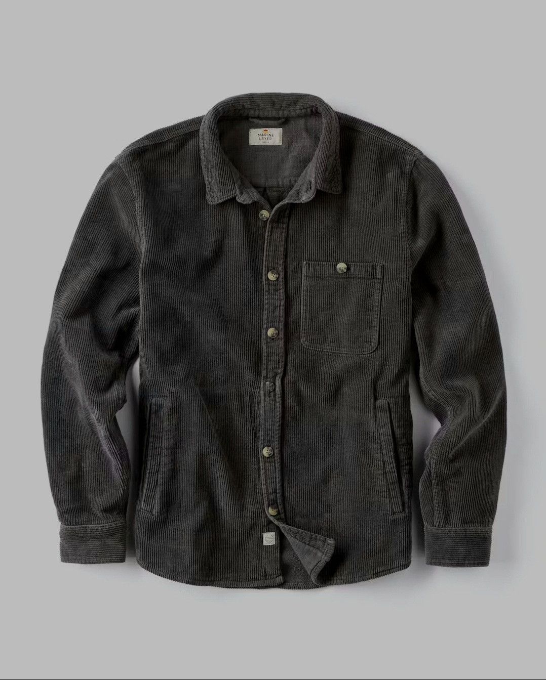 Marine Layer MARINE LAYER Broken In Corduroy Overshirt Faded Black Small Size US S / EU 44-46 / 1 - 2 Thumbnail