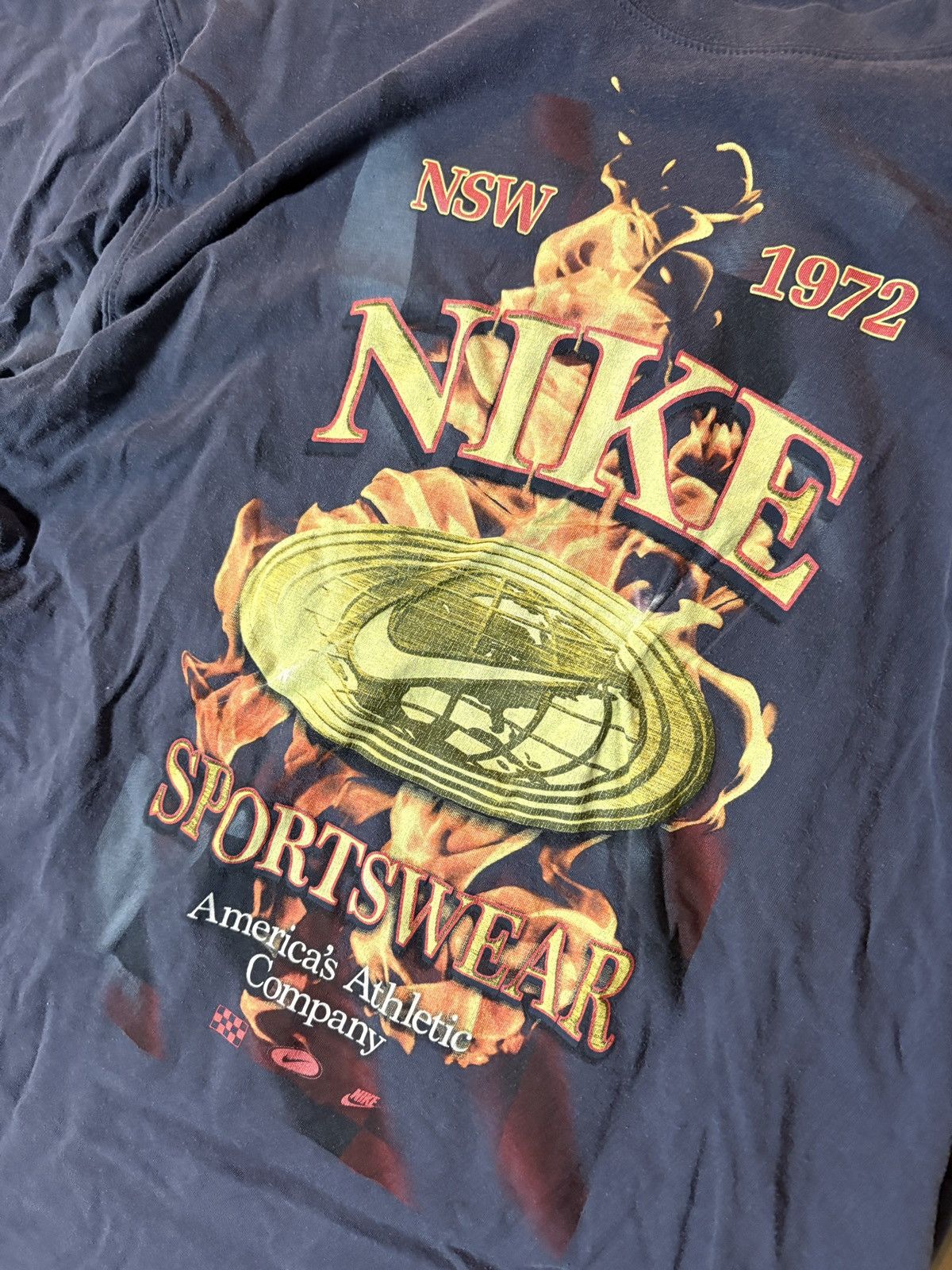 Nike Nike Y2K Sportswear Flame Racing Tee T-shirt Faded Navy Med Size US M / EU 48-50 / 2 - 2 Thumbnail