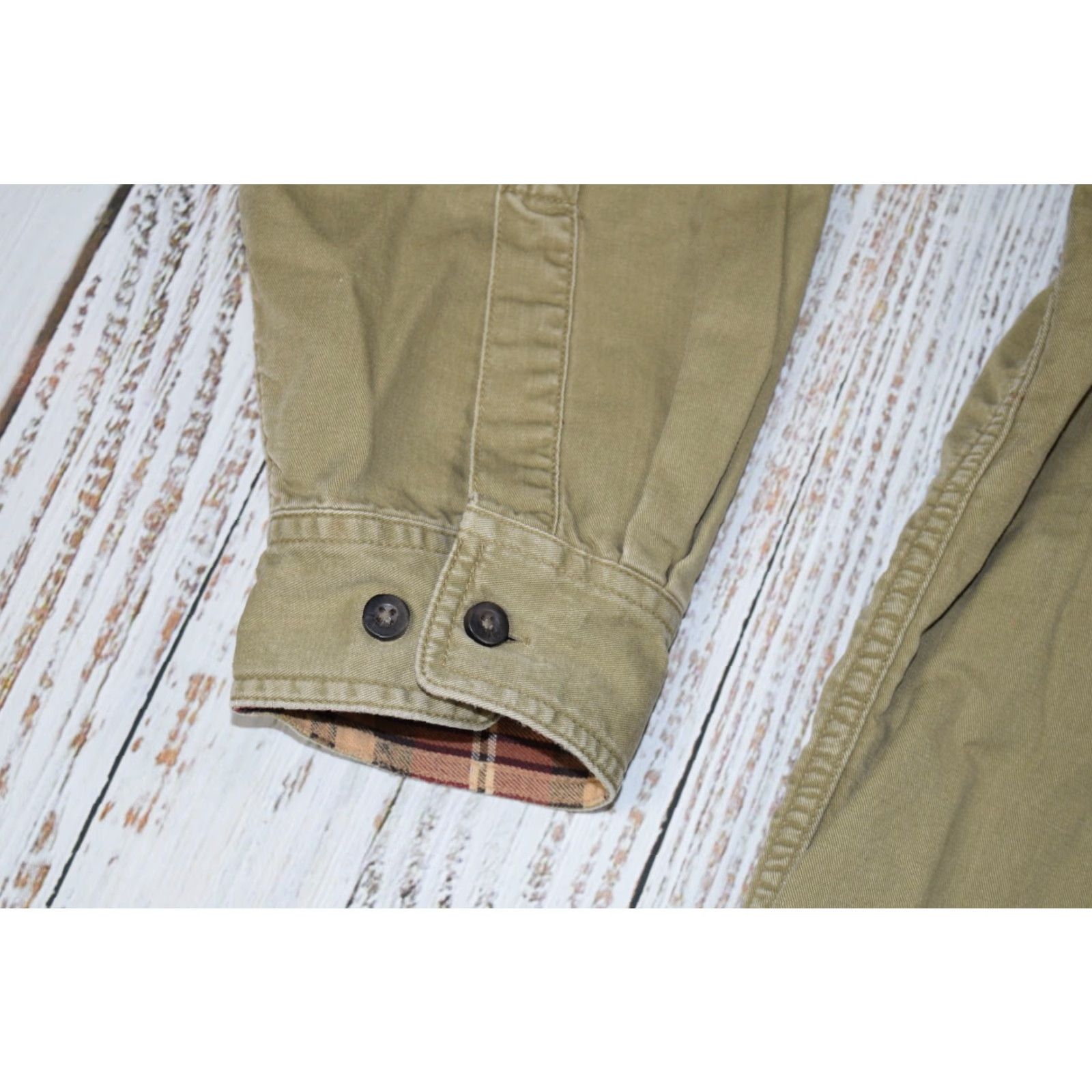Vintage L.L. BEAN MENS FLANNEL LINED HURRICANE WORK SHIRT LT KHAKI BUTTON-UP BIG & TALL Size US L / EU 52-54 / 3 - 3 Thumbnail