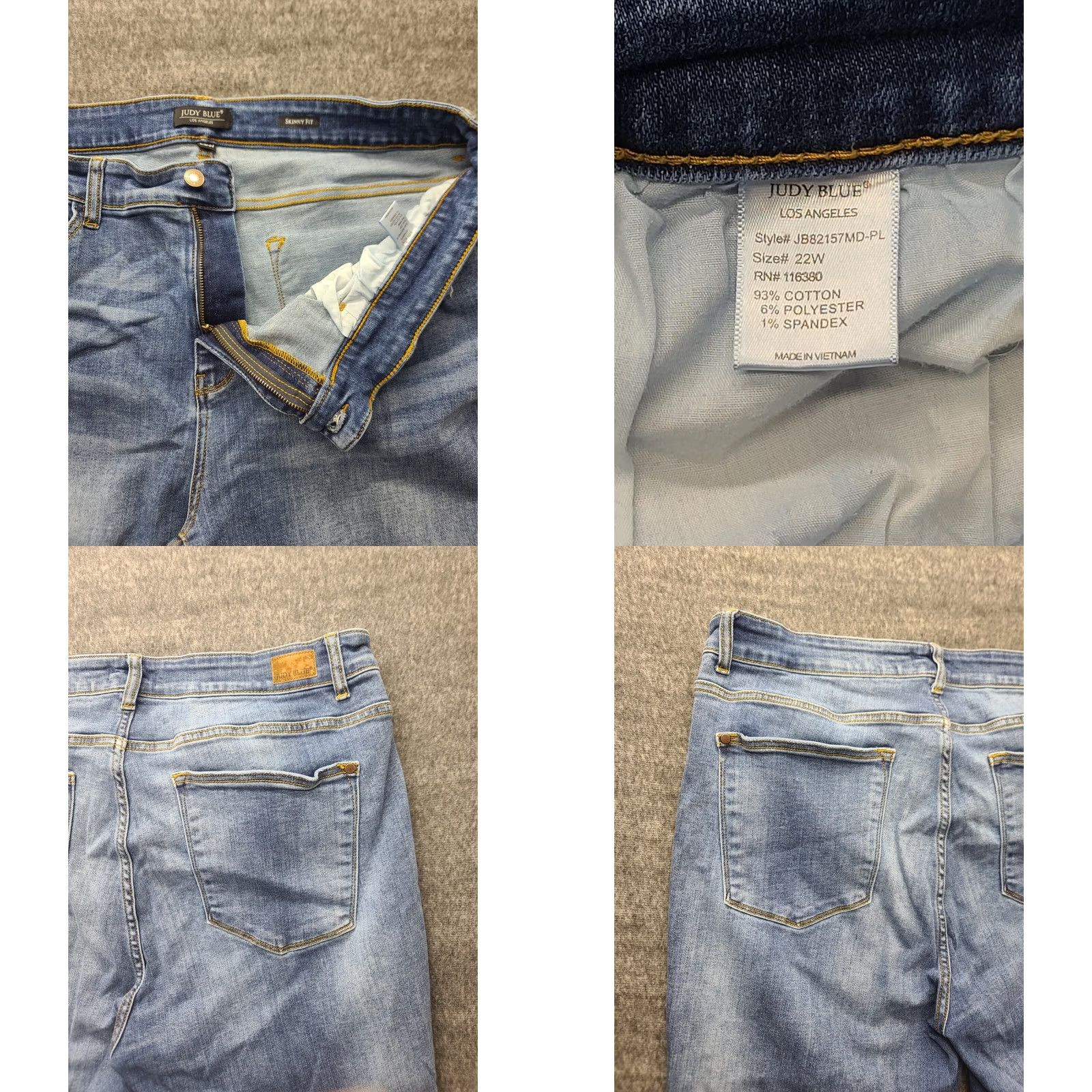 Vintage Judy Blue Jeans Womens 22W Plus Size Skinny Fit Ankle Cut Distressed Stretch Denim Jeans Slim Bohemian City Style Ladies Size 40" / US 18 - 8 Thumbnail