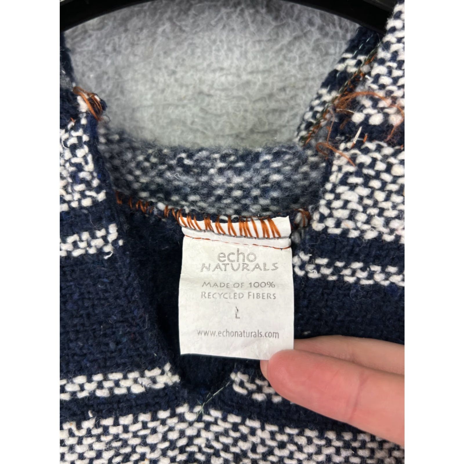 Vintage Echo Naturals Baja Hoodie Mens L Blue Acrylic Striped Jersey Pullover Hooded Sweatshirt Size US L / EU 52-54 / 3 - 3 Thumbnail