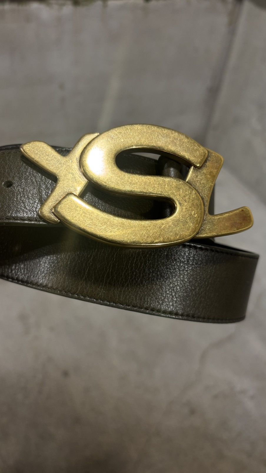 Pre-owned Saint Laurent Yves  Paris Logo Belt In Gold