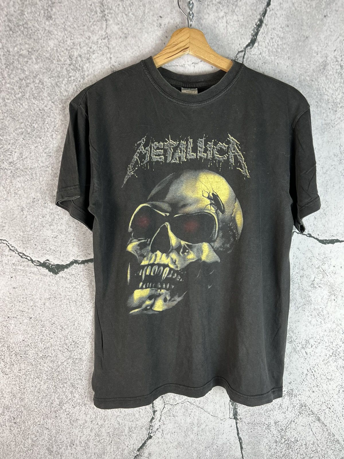 METALLICA Skull Pattern Band T-shirt Band Tee Men's M size cotton black type Vintage Second Hand