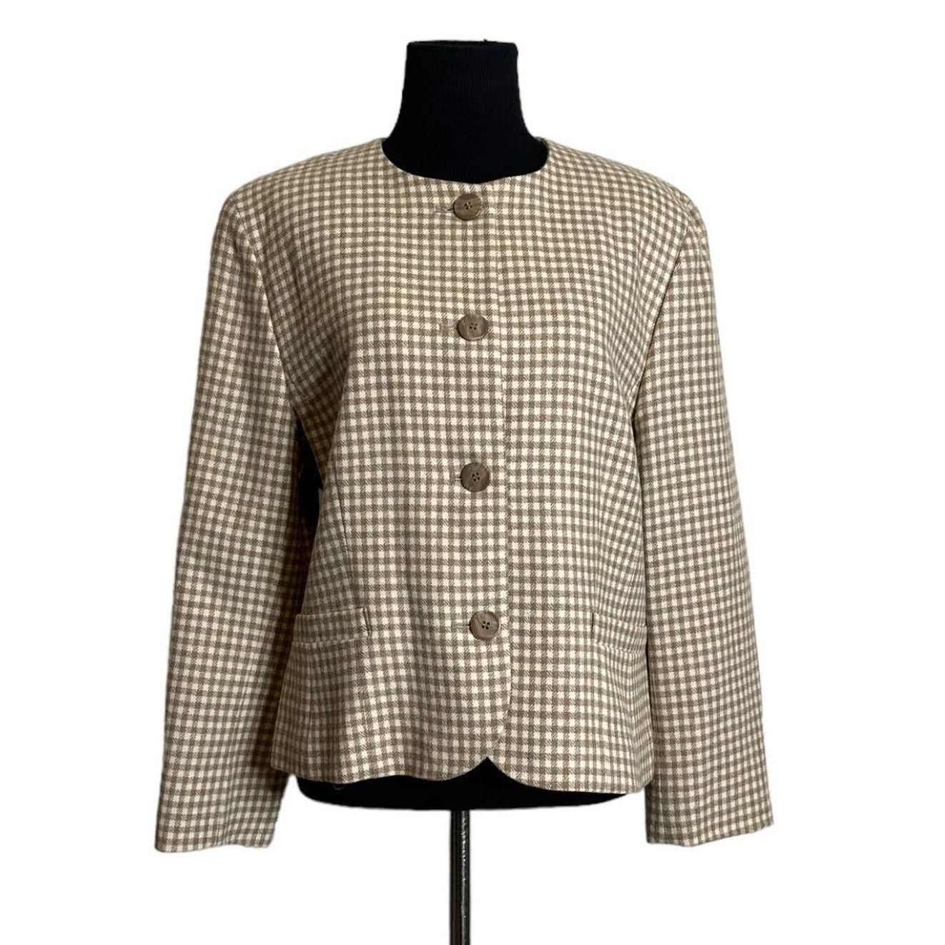 Pendleton Pendleton vintage beige gingham wool button blazer size P14 Size XL / US 12-14 / IT 48-50 - 1 Thumbnail