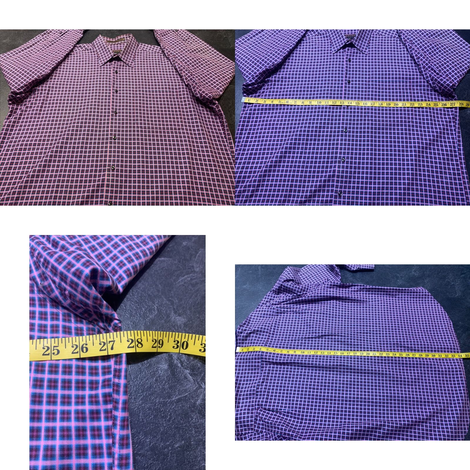 Robert Talbott ROBERT TALBOTT Mens Long Sleeve Dress Shirt XL Purple Plaid Size US XL / EU 56 / 4 - 4 Thumbnail