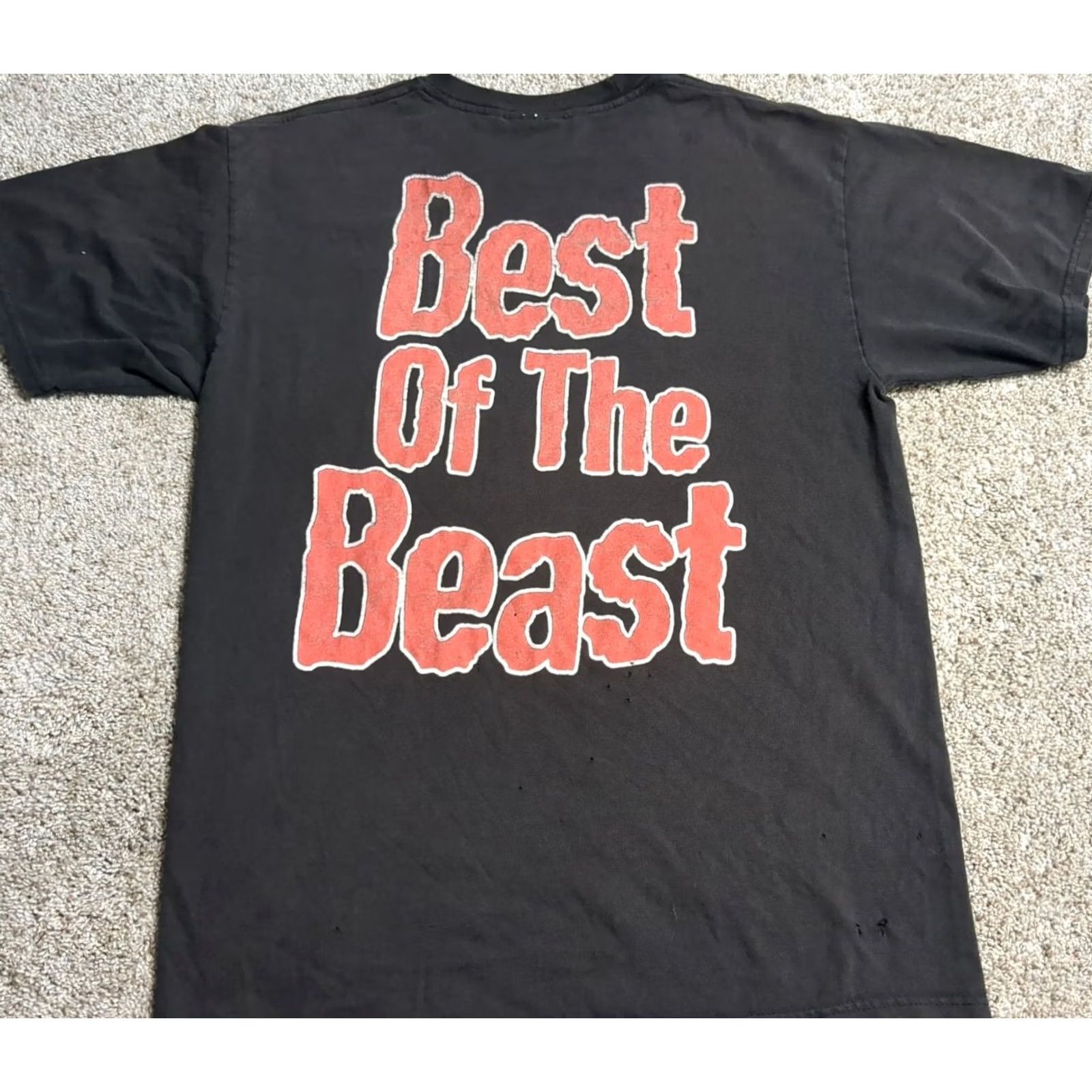 Hanes VINTAGE Iron Maiden Concert Tour Band T-Shirt "Best of the Beast" Black M Faded Mens Size US M / EU 48-50 / 2 - 2 Thumbnail