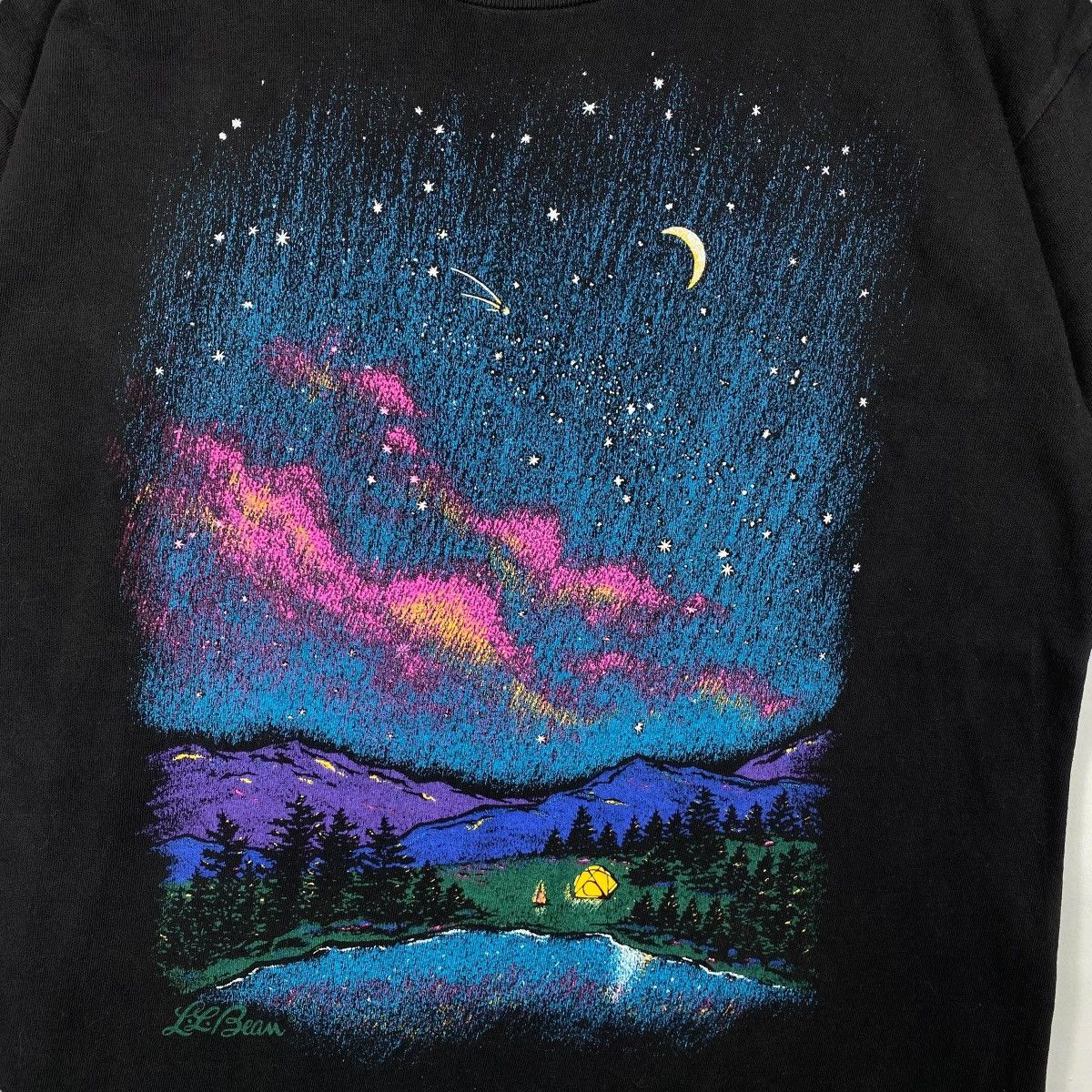 L.L. Bean Vintage 90's L.L. BEAN Night Camp Panorama Graphic Tee Size US M / EU 48-50 / 2 - 2 Thumbnail