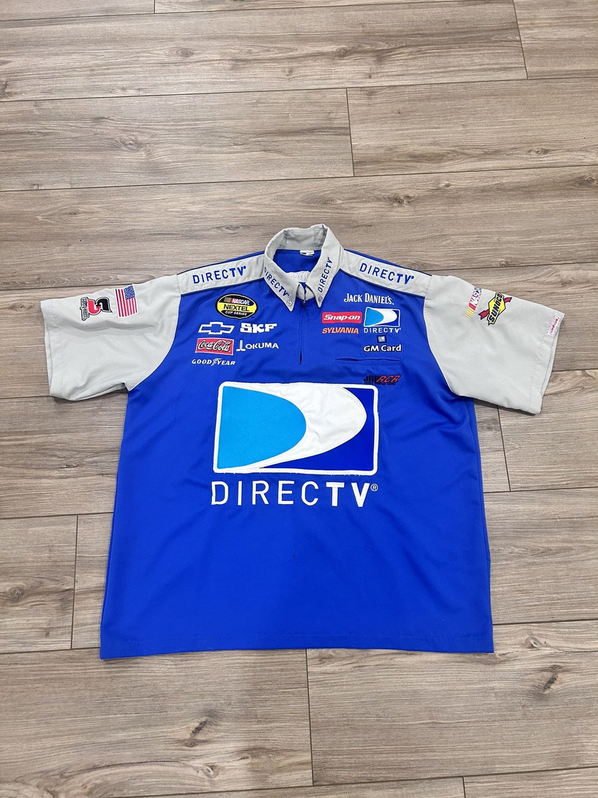 Vintage Blue and white Jack Daniels NASCAR racing shirt #NASCAR Size US XL / EU 56 / 4 - 1 Thumbnail