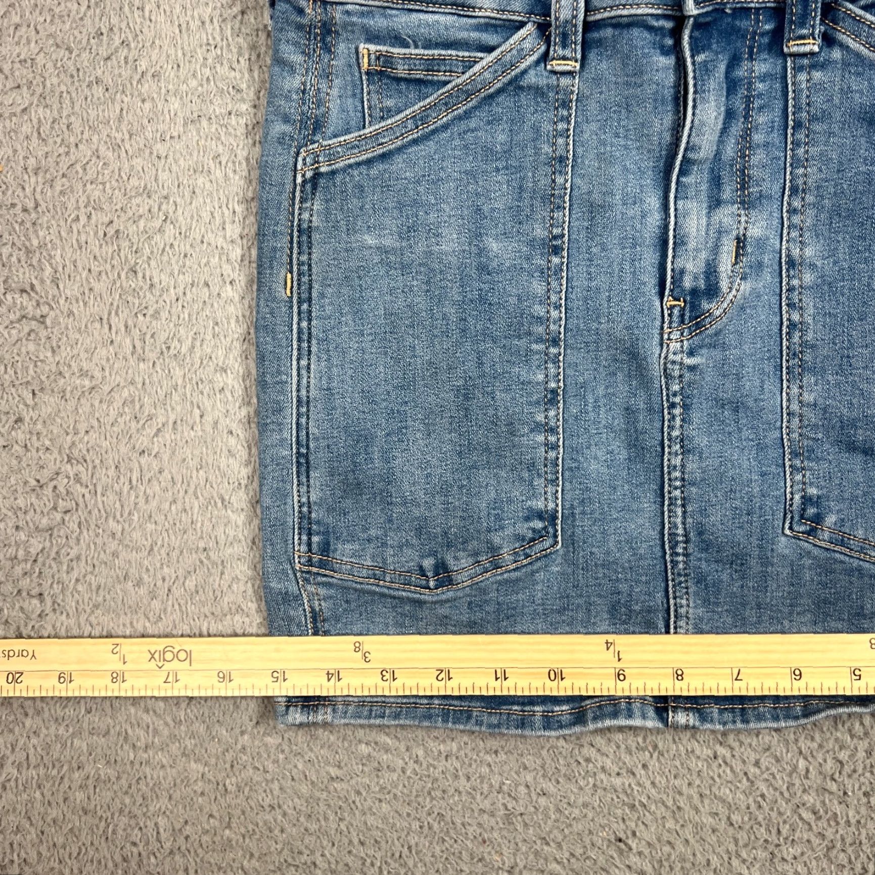 Vintage American Eagle Jean Skirt Womens 0 Blue High Rise Mini Casual Stretch Denim Size 25" / US 0 / IT 36 - 2 Thumbnail