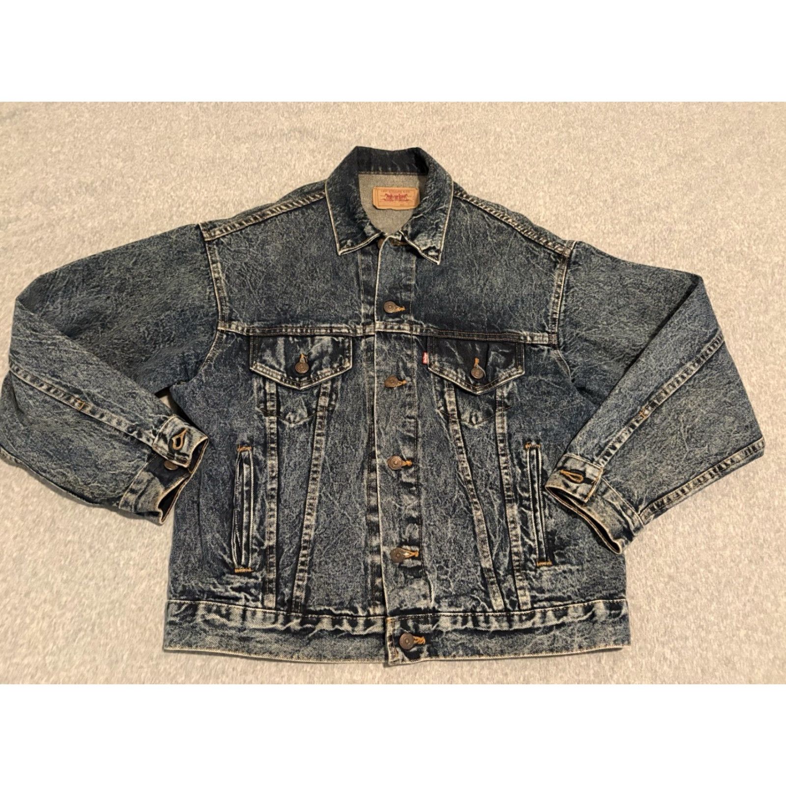 Levi's VINTAGE Levi's Denim Jacket 70507 0227 Acid Wash Blue Medium Trucker Jacket Mens Jeans Coat Size US 31 - 6 Thumbnail