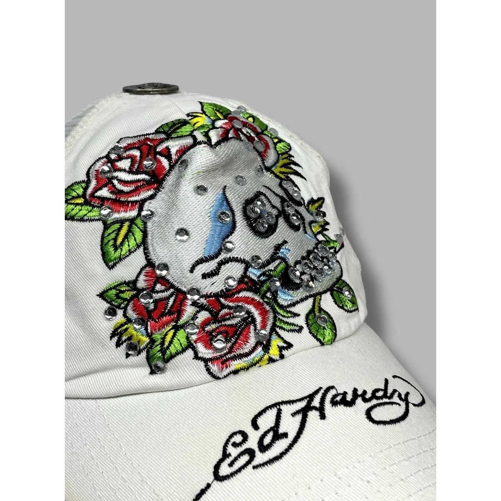 Ed Hardy Ed Hardy White Baseball Cap Rose Men One Size Size ONE SIZE - 5 Thumbnail