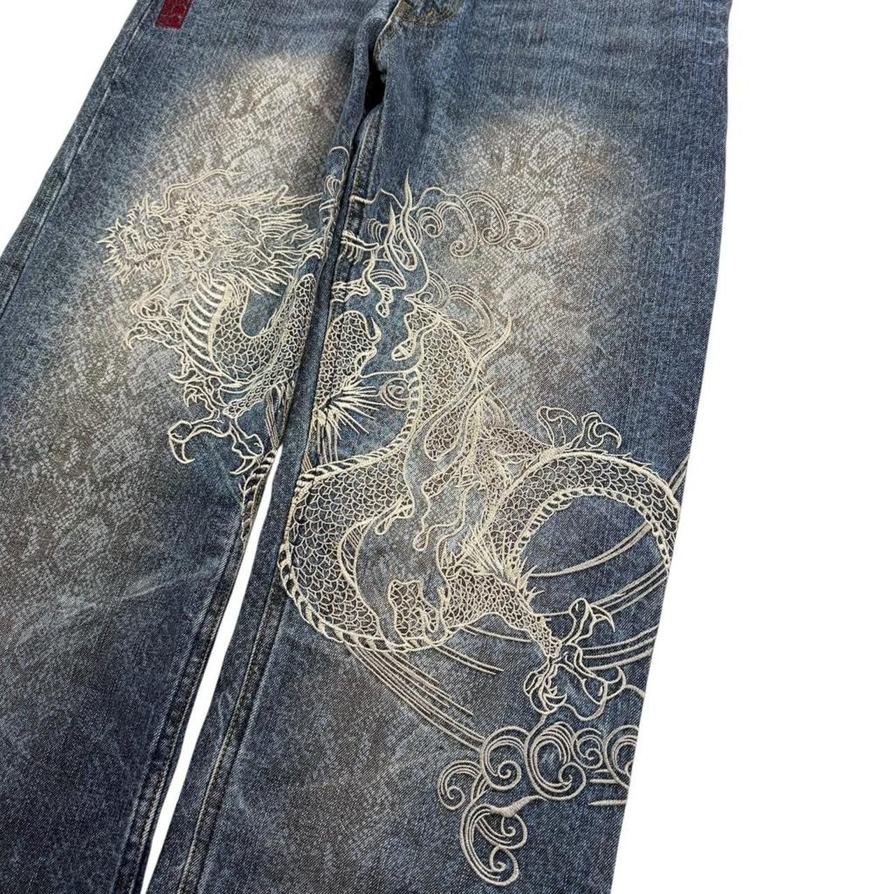 Karakuri Tamashii Karakuri Tamashii Embroidered Dragon Japanese Jeans Waist 34 Size US 34 / EU 50 - 2 Thumbnail