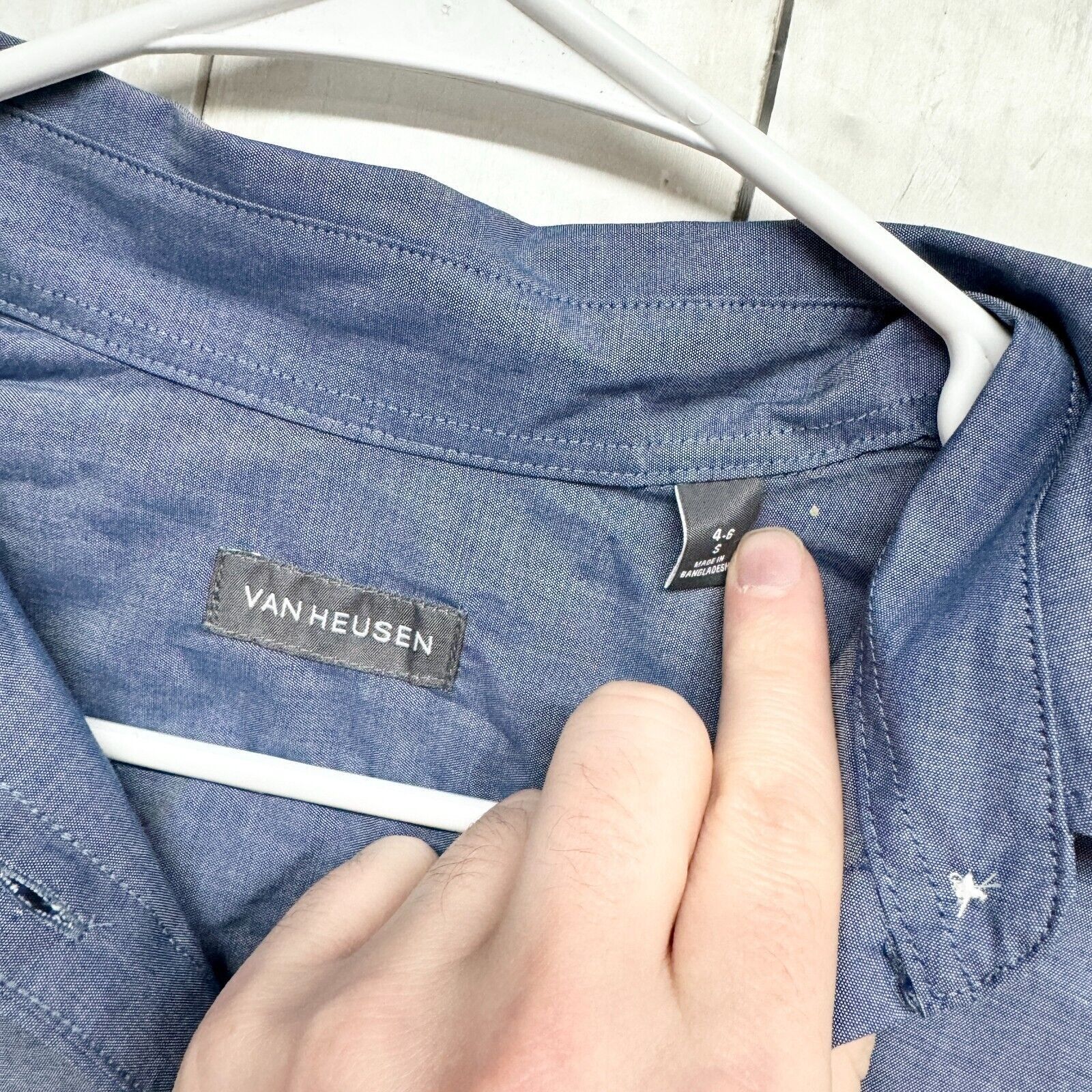 Van Heusen VAN HEUSEN Button Up Size S 4-6 Blue Long Sleeve Cotton Size S / US 4 / IT 40 - 2 Thumbnail