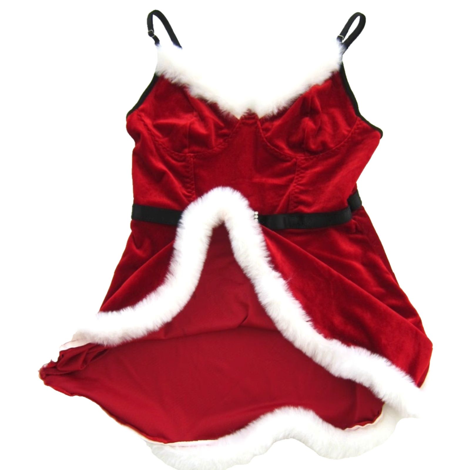 Velvet NWT RSLOVE Christmas Santa Red Black Velvet Stretch Sexy Lingerie Camisole S Size ONE SIZE - 4 Thumbnail