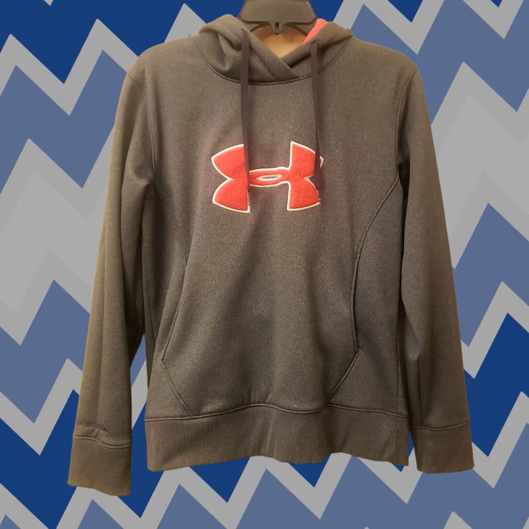 Under Armour Under Armour Women’s Gray/Coral Chenille Raised Logo Hoodie Cold Gear Size M Pullover Hooded Moisture Wicking Pockets Gym & Training Womens Size M / US 6-8 / IT 42-44 - 1 Thumbnail