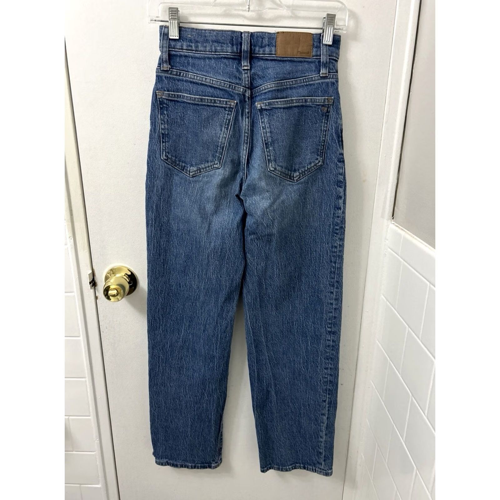 Madewell Madewell The Perfect Vintage Wide-Leg Jeans Womens 24x28 Medium Wash Denim High Rise Regular 5-Pocket Zip Button Pockets Leather Patch Blue Stretch Size 42" / US 20 - 6 Thumbnail
