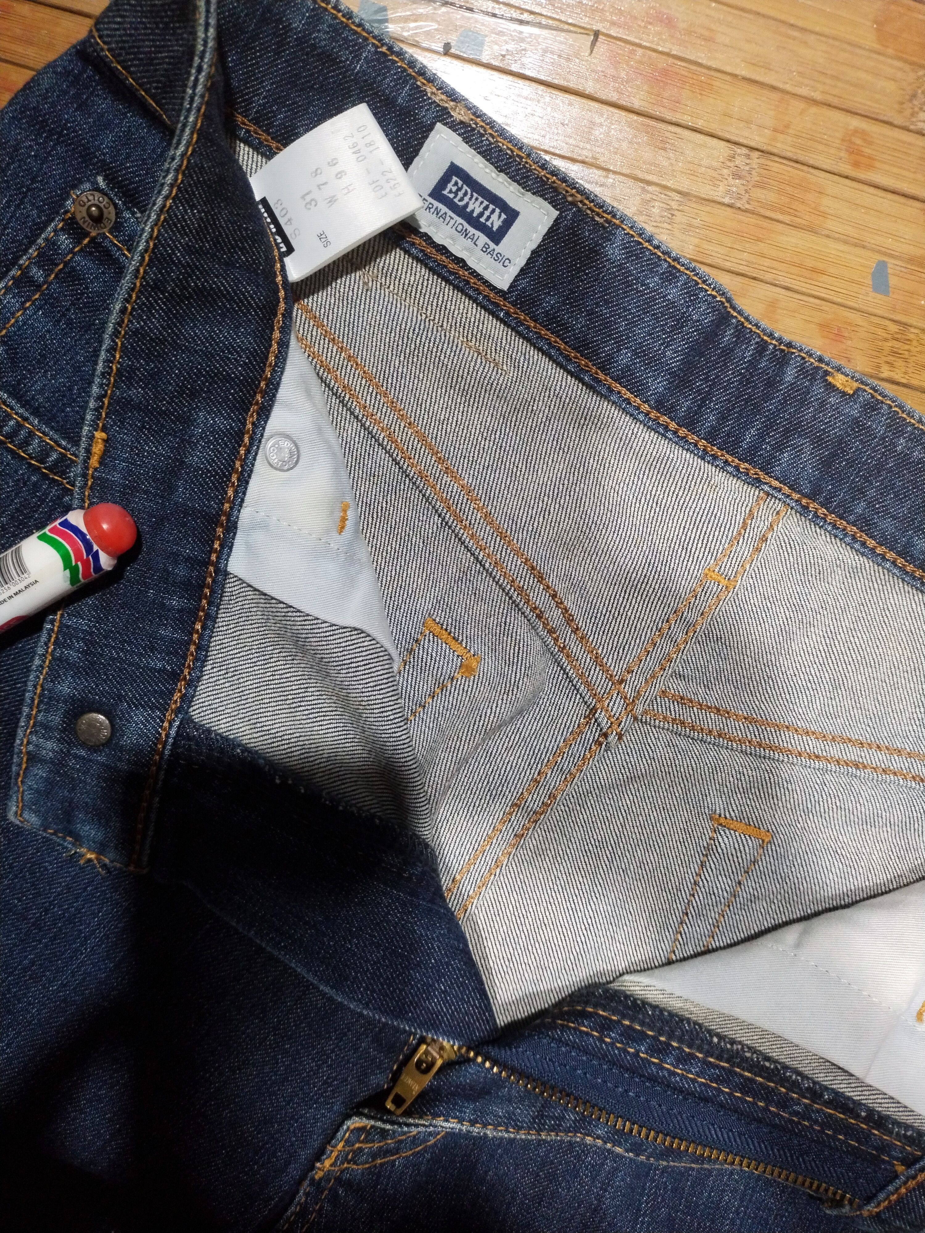 Genuine Leather × Japanese Brand Jeans Edwin 403 "International Basics/Genuine Quality Size US 31 - 9 Thumbnail