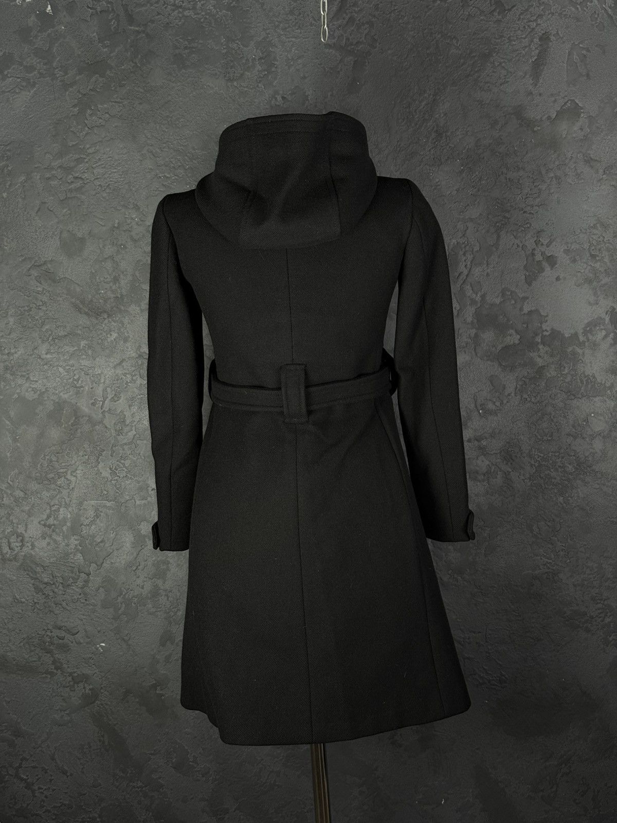 Prada 2000s Prada Women’s Black Buckled Wool Long Duffle Coat Size S / US 4 / IT 40 - 12 Thumbnail