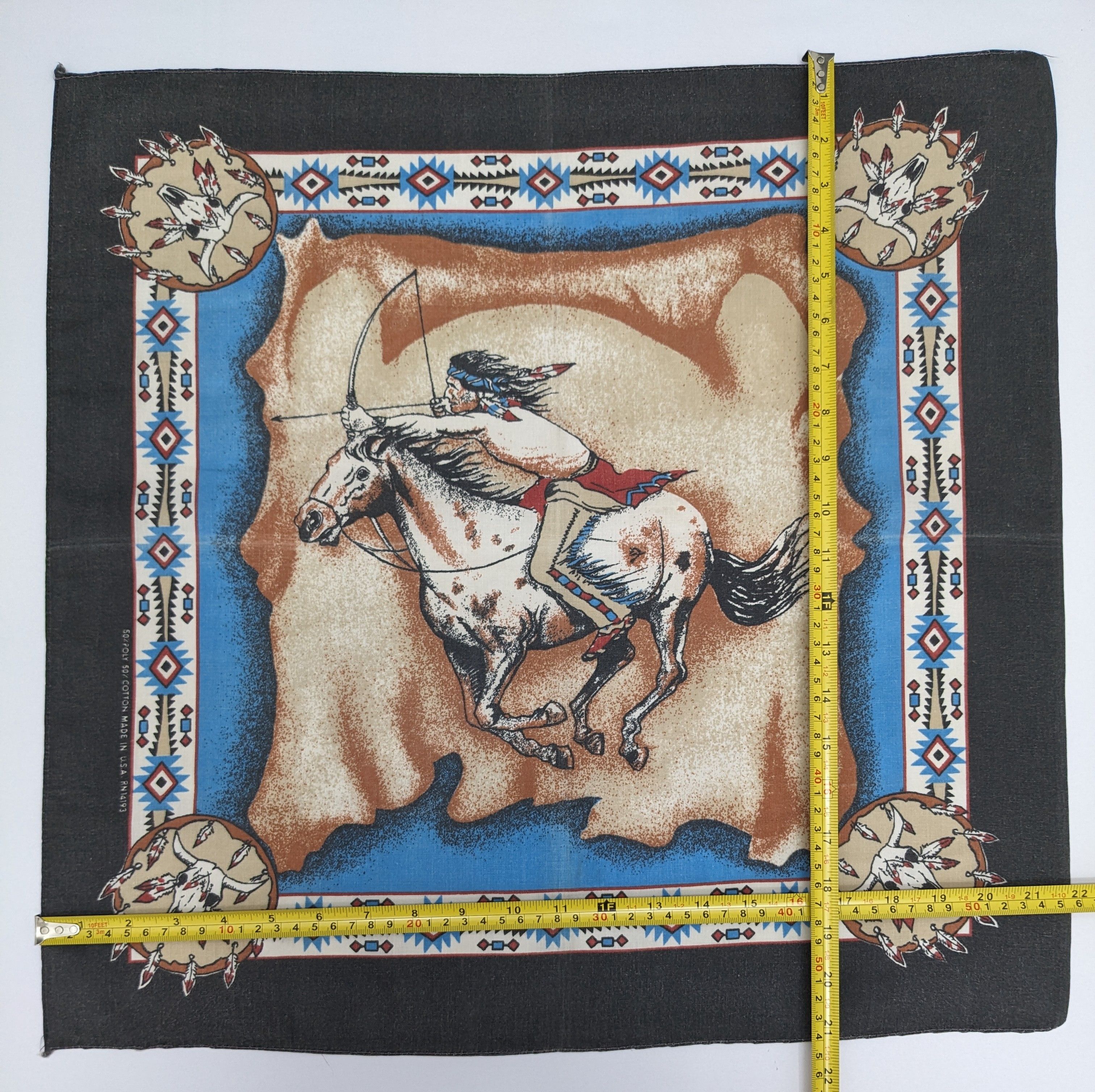 Primitive Vintage 70s Wamcraft Native American Warrior Horse Buffalo Size ONE SIZE - 4 Thumbnail
