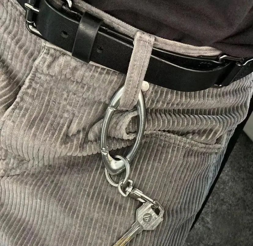 Leather Oval Carabiner Blackout Keychain Size ONE SIZE - 3 Thumbnail