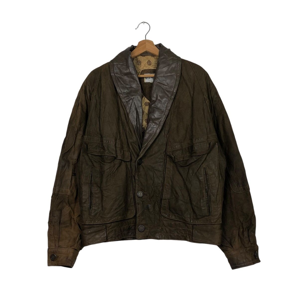 Vintage 🔥VINTAGE BOMBER LEATHER JACKET MAFFEI VERA PELLE ITALY Size US M / EU 48-50 / 2 - 3 Thumbnail