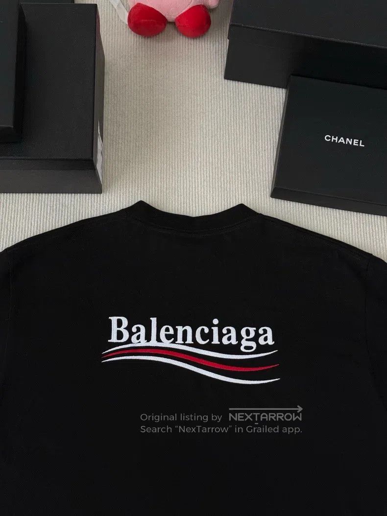 Balenciaga Balenciaga Classic Black Embroidered Coke Short Sleeve Size US L / EU 52-54 / 3 - 5 Thumbnail