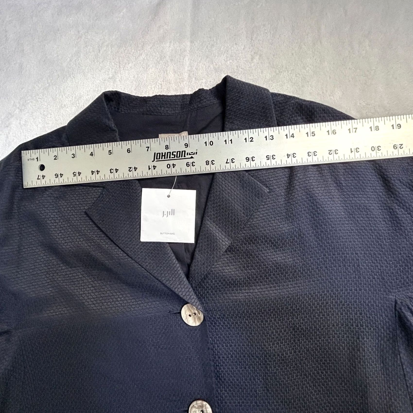 J. Jill J. Jill Blazer Womens XL Ink Blue Silk Cotton Textured Two-Button Pockets New Size XL / US 12-14 / IT 48-50 - 7 Thumbnail