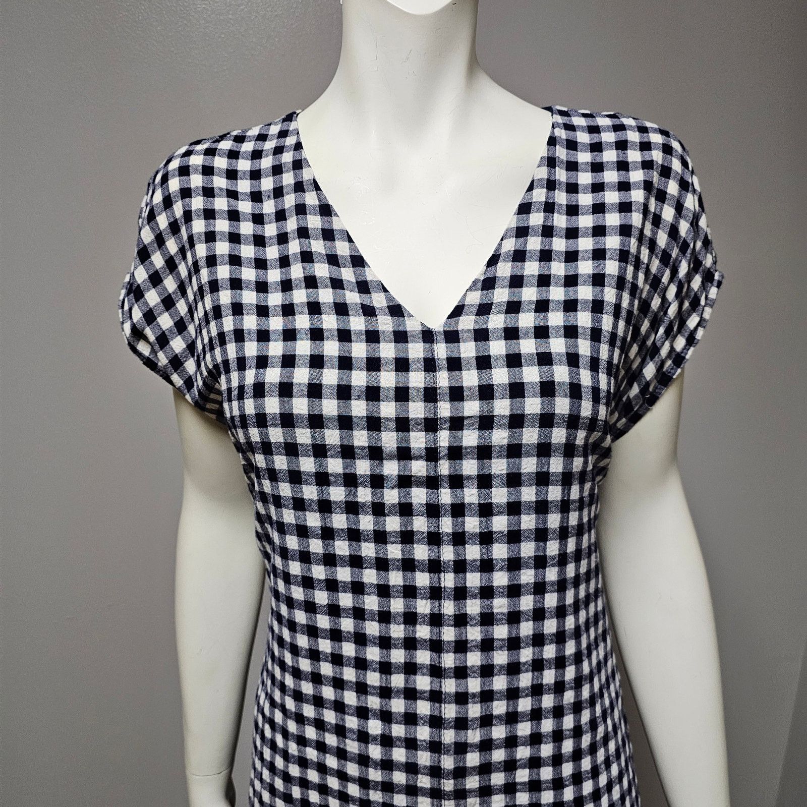 Anthropologie Mo:vint by Anthropologie Gingham Dress Navy Blue/White sz s Size S / US 4 / IT 40 - 5 Thumbnail