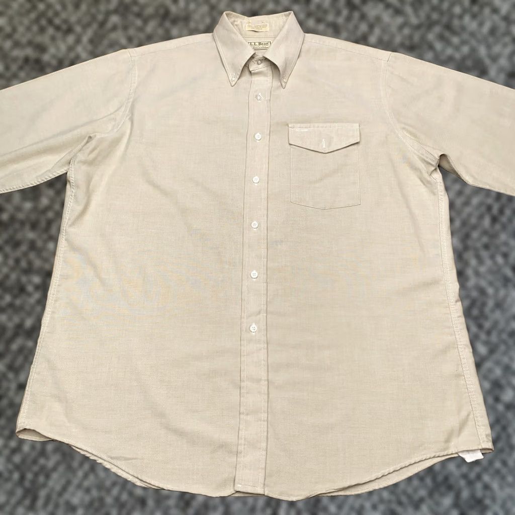 Vintage VINTAGE LL Bean Shirt Mens 17 Beige Button Up Pocket Shirt Size US XL / EU 56 / 4 - 1 Thumbnail