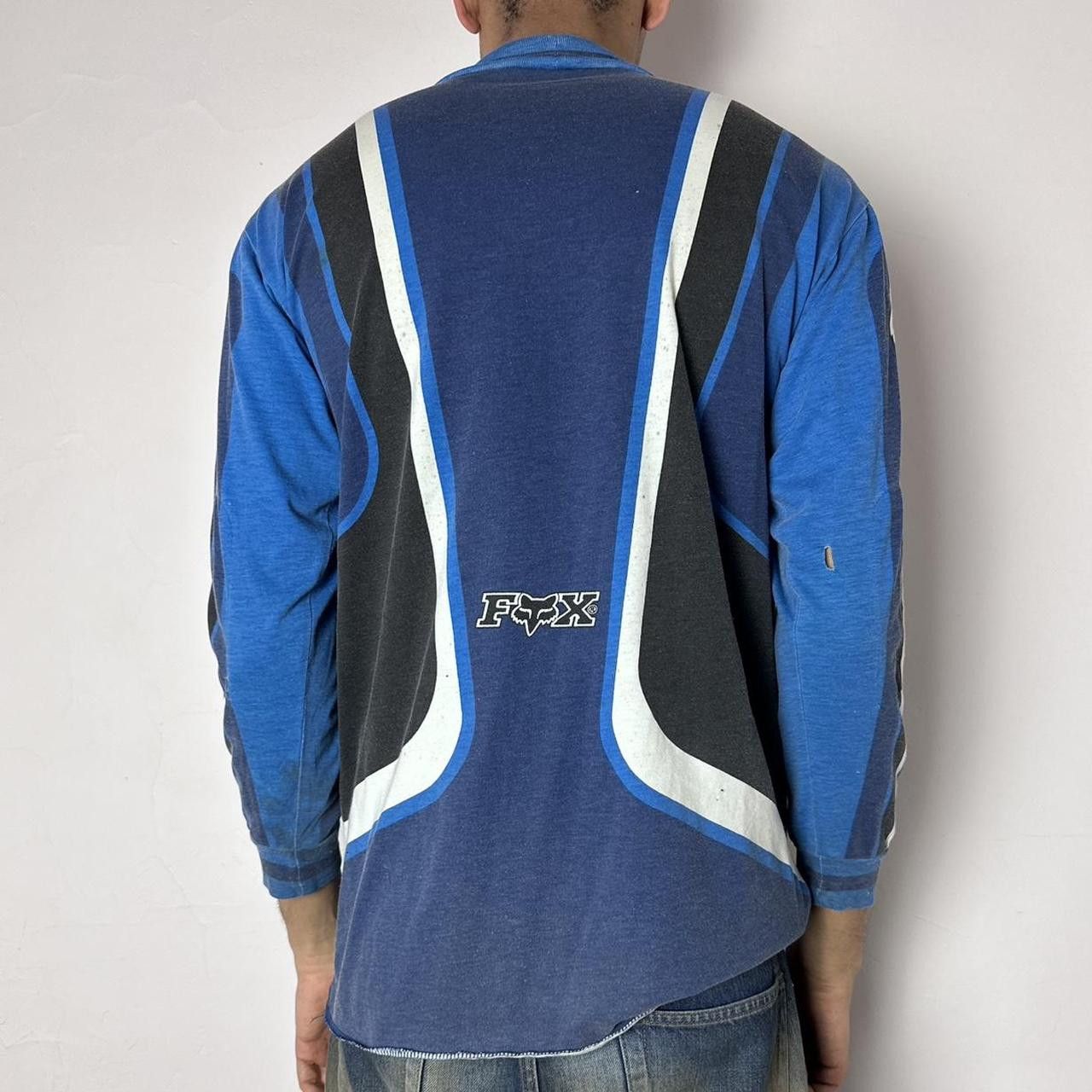 Fox Racing Vintage 90s Fox Racing Black/Blue Motocross T-Shirt - Large Size US L / EU 52-54 / 3 - 3 Thumbnail
