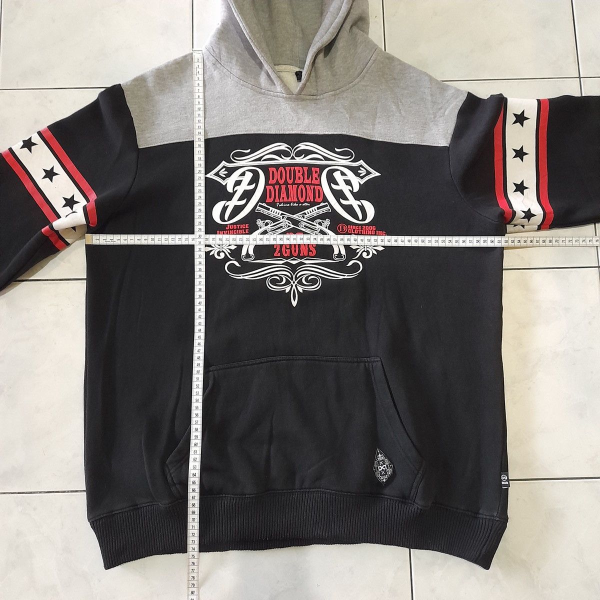 Japanese Brand Vintage Double Diamond 2 Guns Hoodie Black/Grey 00s Y2k Size US XXL / EU 58 / 5 - 22 Thumbnail