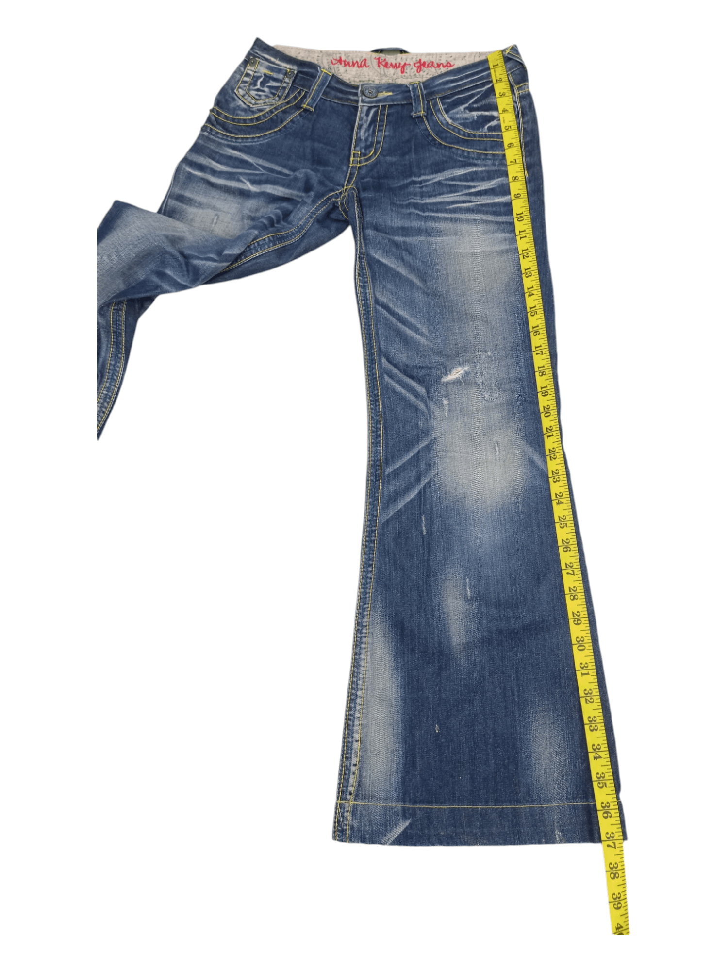 Japanese Brand Anna Kerry Low Rise Mud Max Super Flare Jeans Size US 27 - 16 Thumbnail