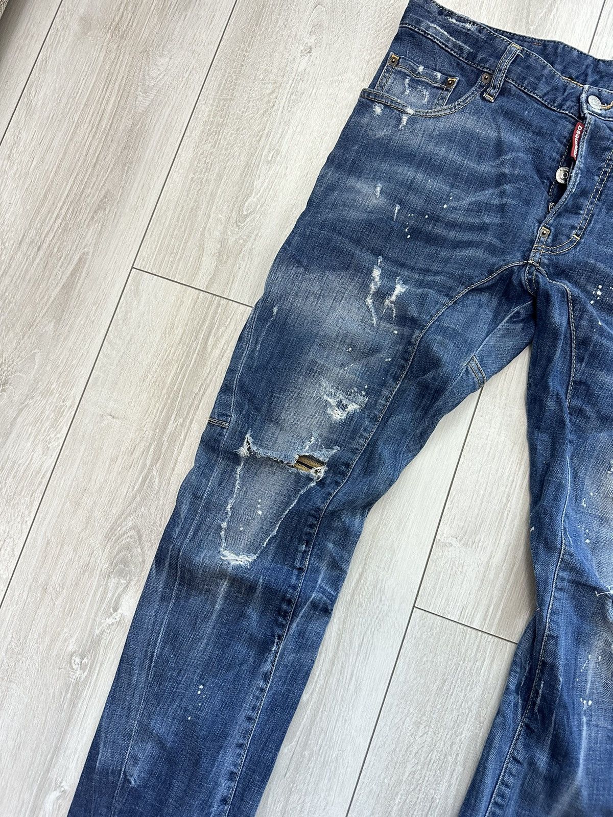 Dsquared2 Dsquared2 Tidy Biker Distressed Denim Jeans Pants (A033) Size US 34 / EU 50 - 4 Thumbnail