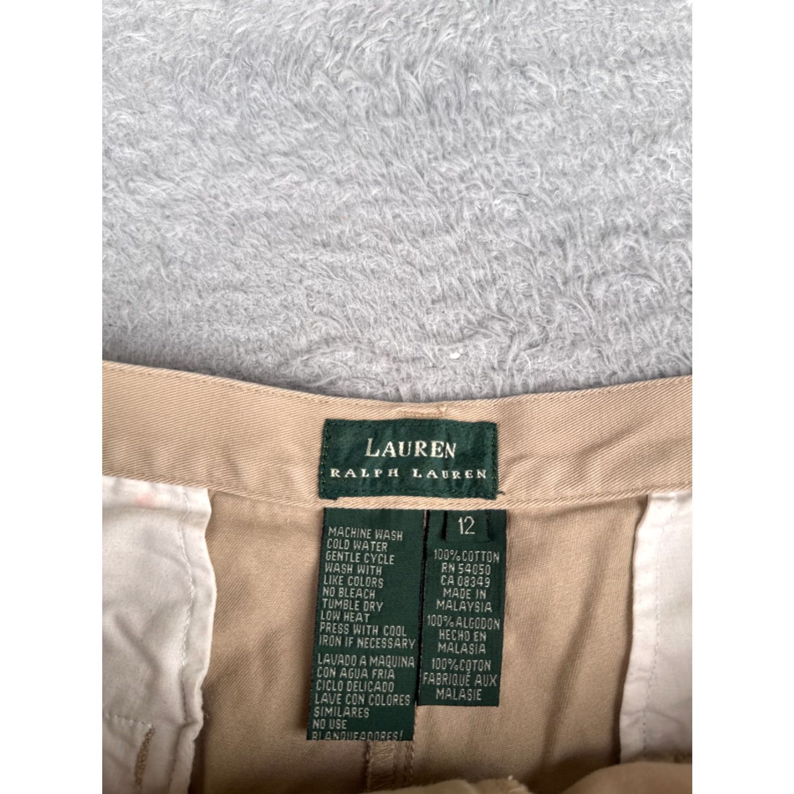 Ralph Lauren Lauren Ralph Lauren Shorts Women 12 Beige Twill Chino Pockets Flat Front Regular Rise 6 in Inseam 6 in Cotton Buttoned Front Womens Size 34" / US 12 / IT 48 - 7 Thumbnail