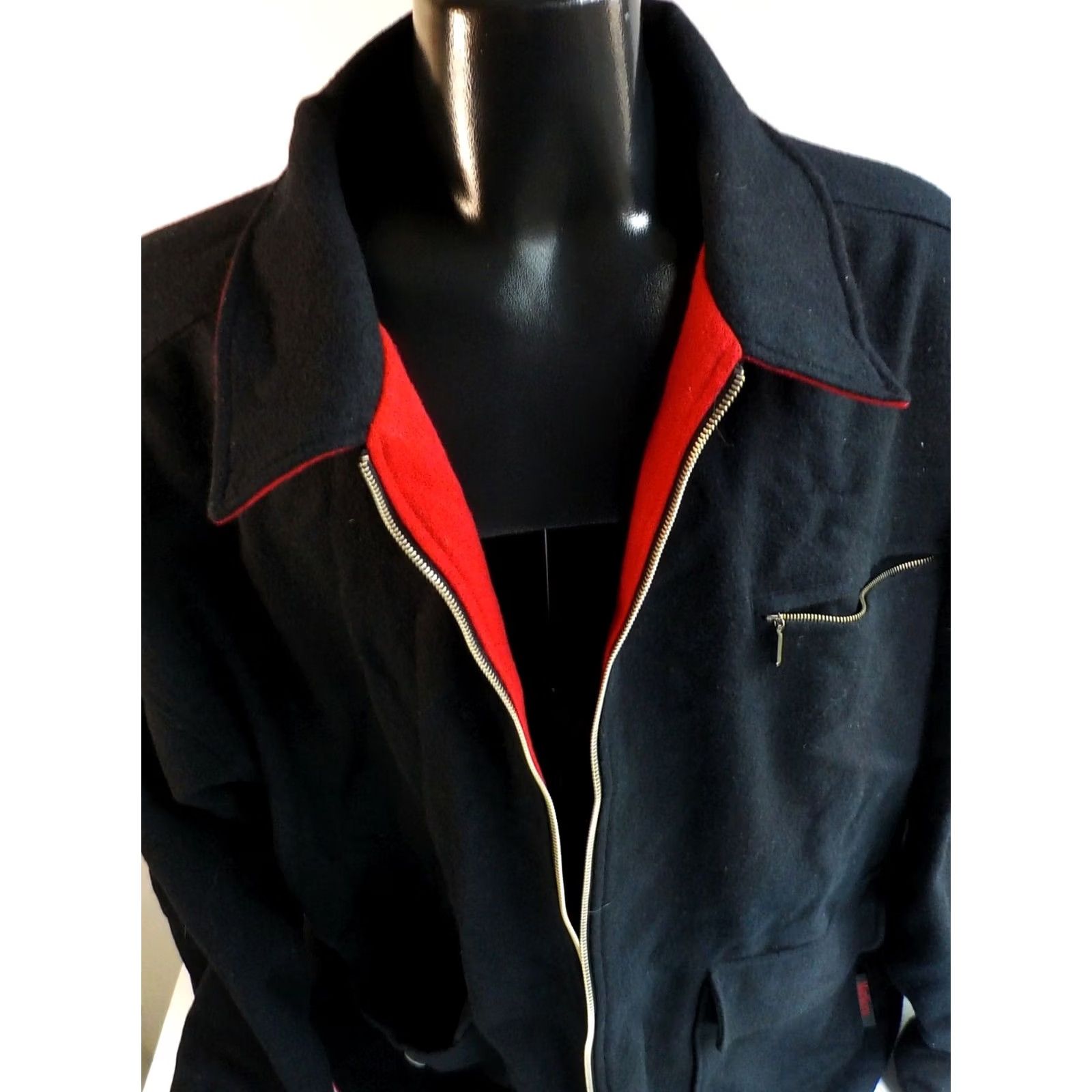 Marlboro Marlboro Mens Zipper Front Reversible Wool Blend Jacket Red/Black XXL Vintage Decade 1980s 2XL Casual Pockets on Both Sides Mens Size US XXL / EU 58 / 5 - 2 Thumbnail